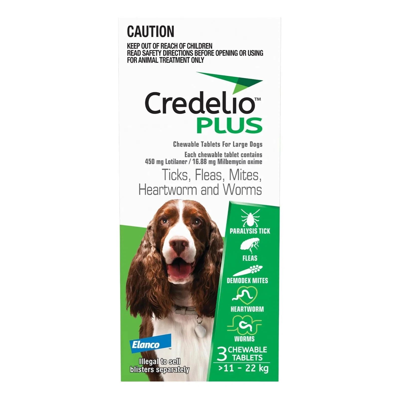 1 Credelio Plus For Large Dogs 11 - 22kg Green 3 Pack, 1 of 1