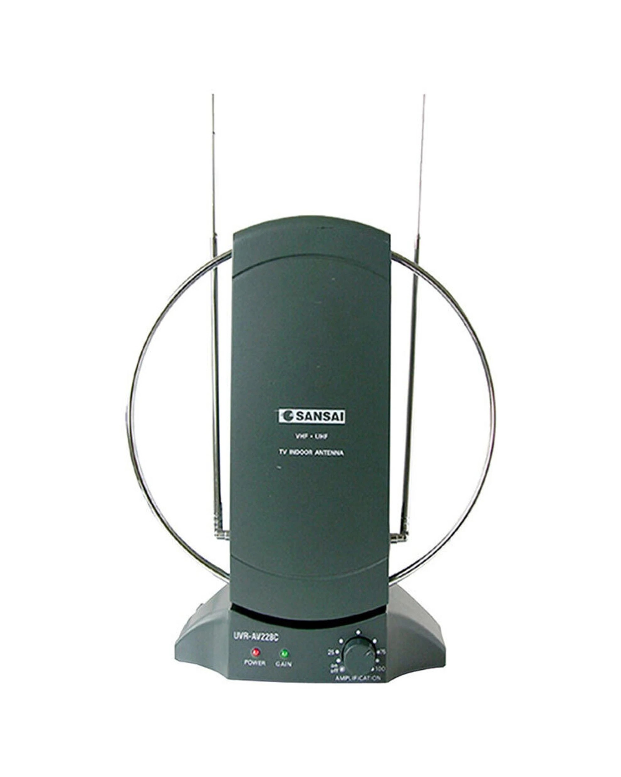 1 Sansai Amplified Indoor TV Antenna UHF VHF HDTV Digital Analog Reception - Black, 1 of 3