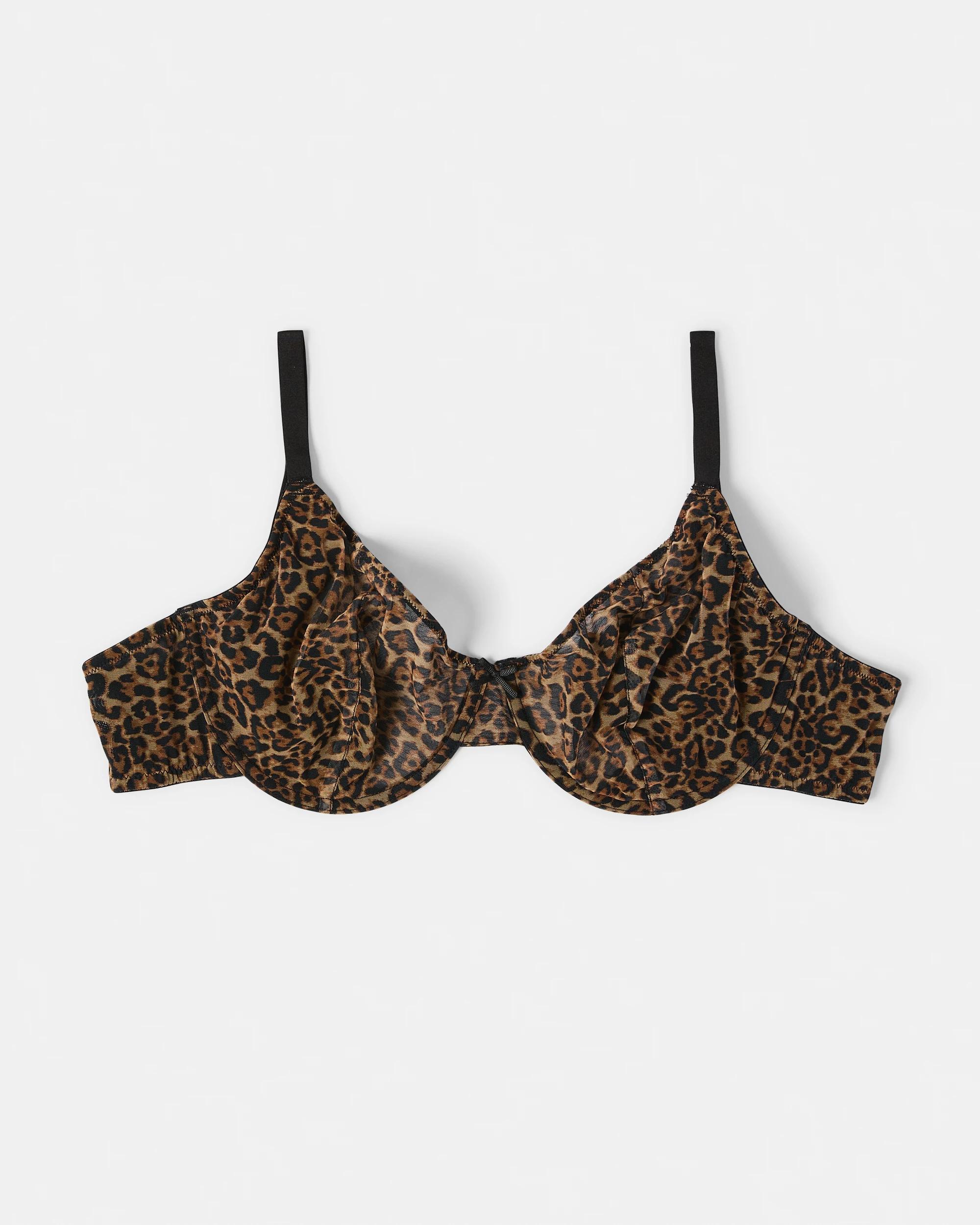 1 Full Figure Soft Cup Mesh Underwire Bra Leopard