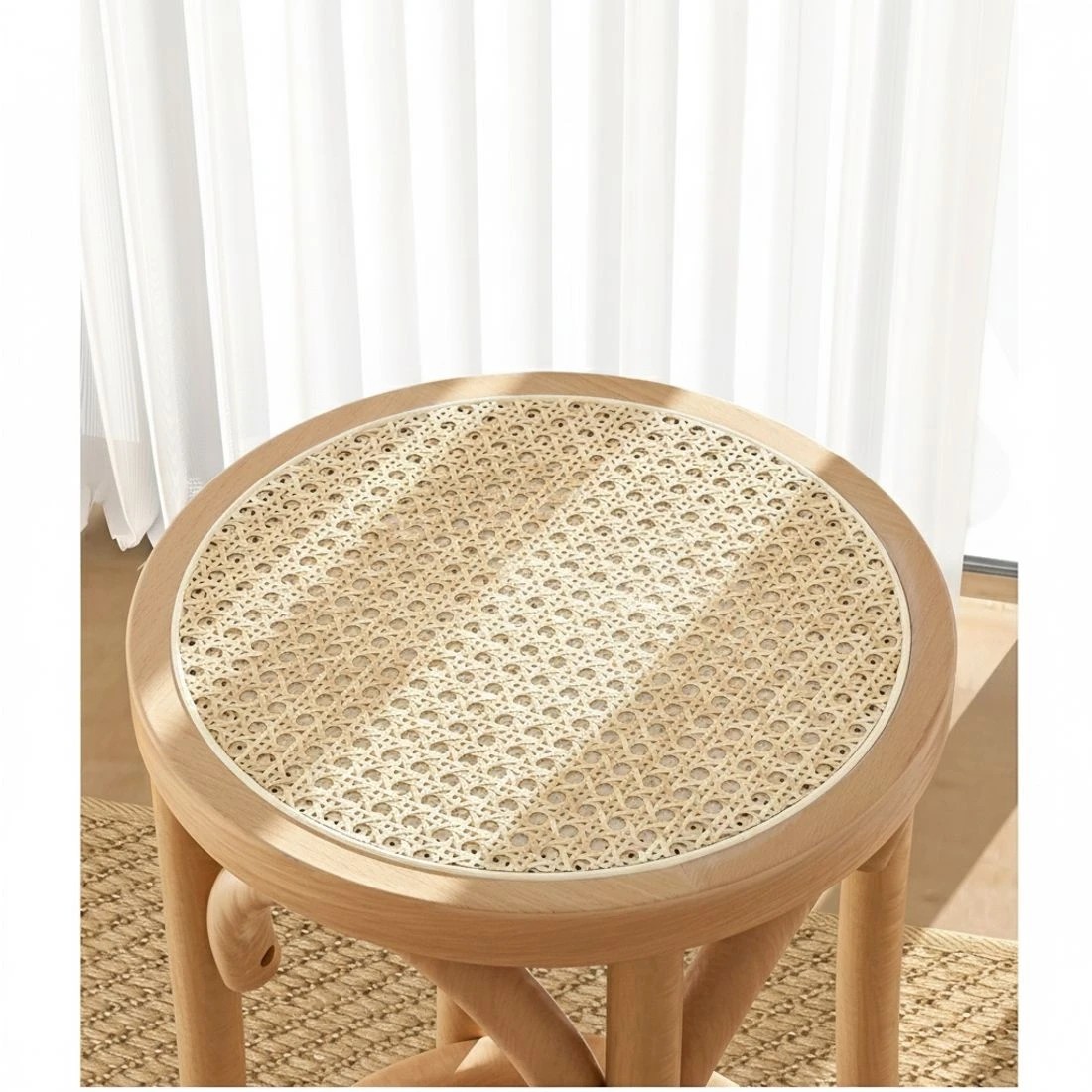 3 Artiss Bar Stool Rattan Seat Wooden - Natural, 3 of 5