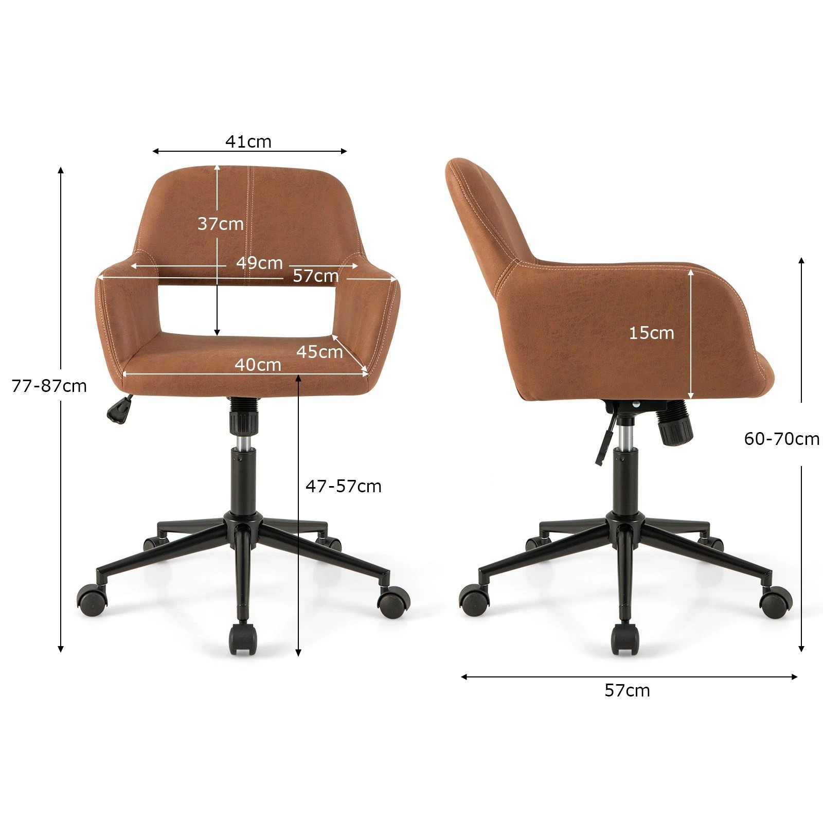 4 Costway Home Office Chair Ergonomic Rolling Executive Armchair Conference Chair - Brown, 4 of 4