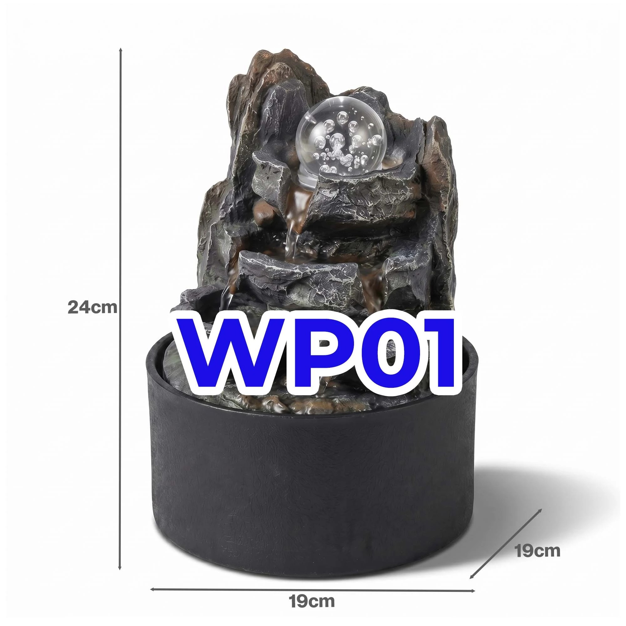 3 Spector Tabletop Water Fountain Resin Indoor Water Feature  3 Flow Levels Office, 3 of 8