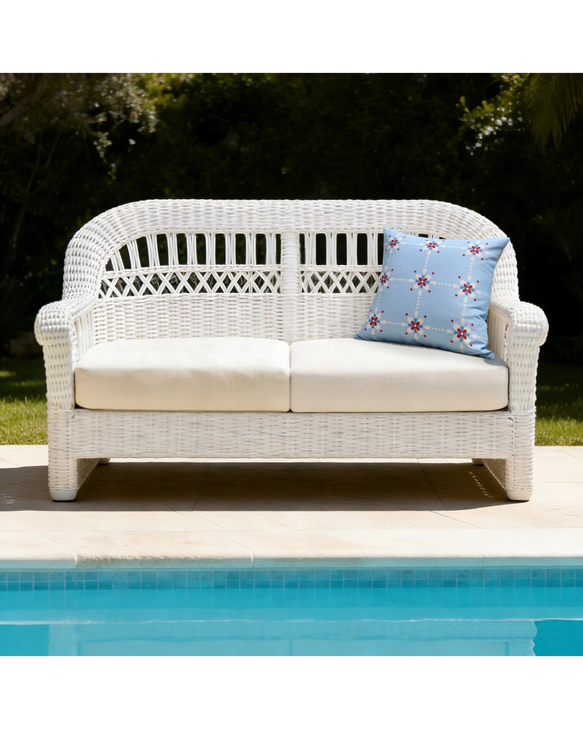 7 Vibes Fiore Printed Outdoor Cushion 50x50cm - Sky Blue, 7 of 8