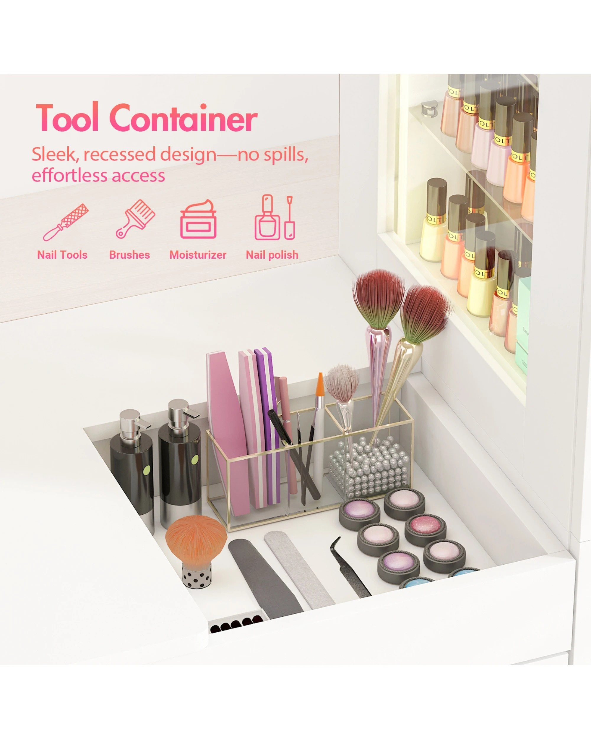 5 Advwin Manicure Table With Led Light Display Cabinet Dust Collector, 5 of 8