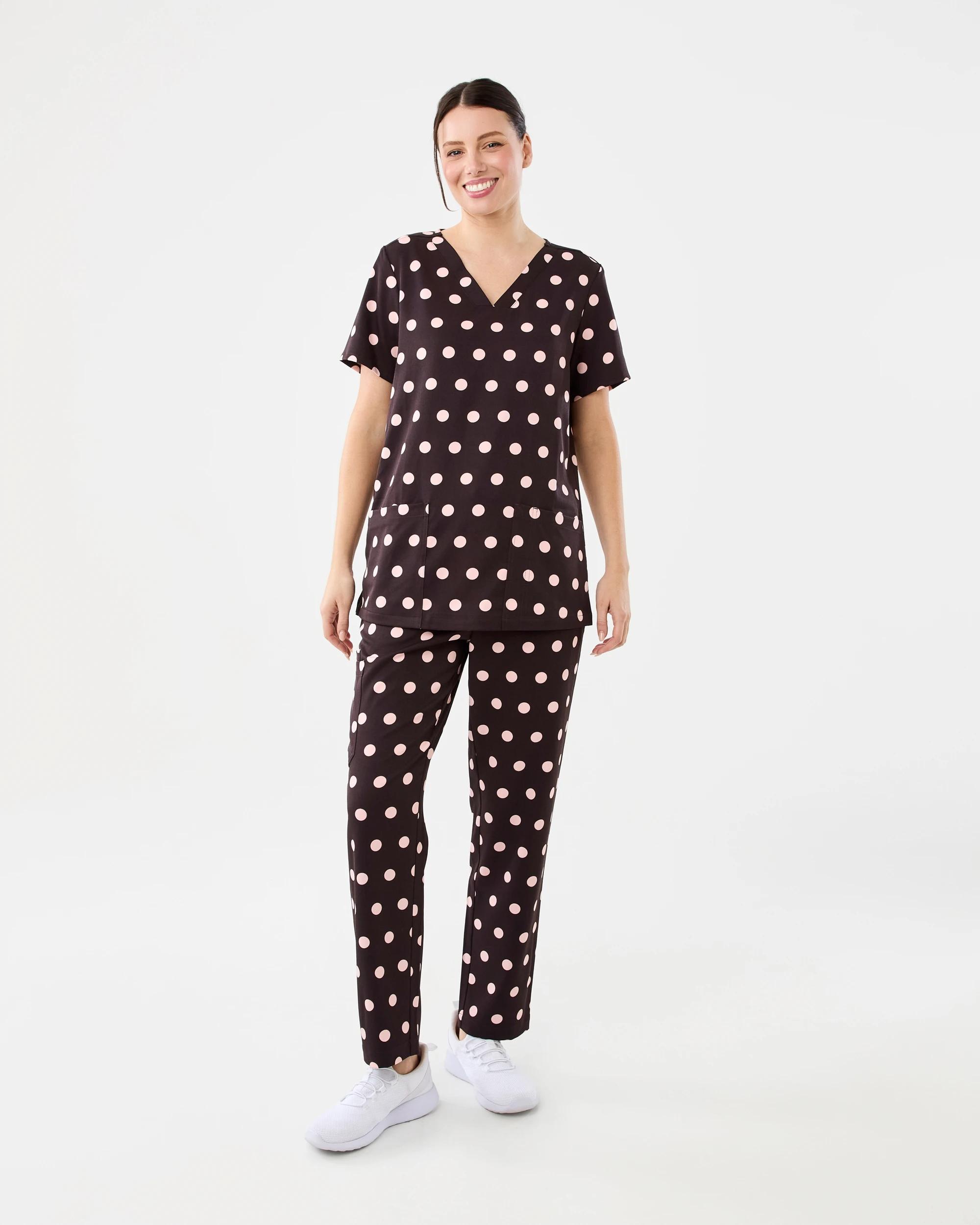 8 Workwear Print Scrub Pants Brn Dots, 8 of 8