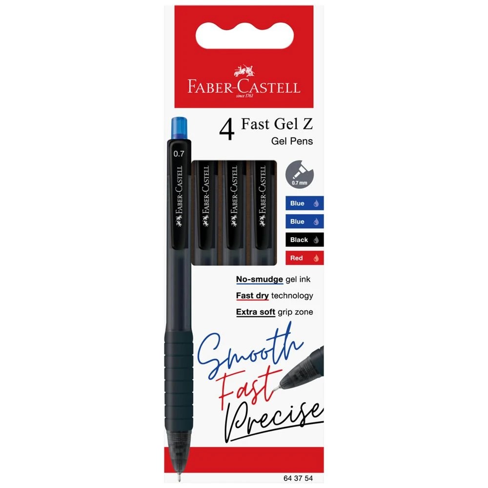 1 Faber Castell Fast Gel Z Pen 0.7mm Assorted 4 Pack, 1 of 3