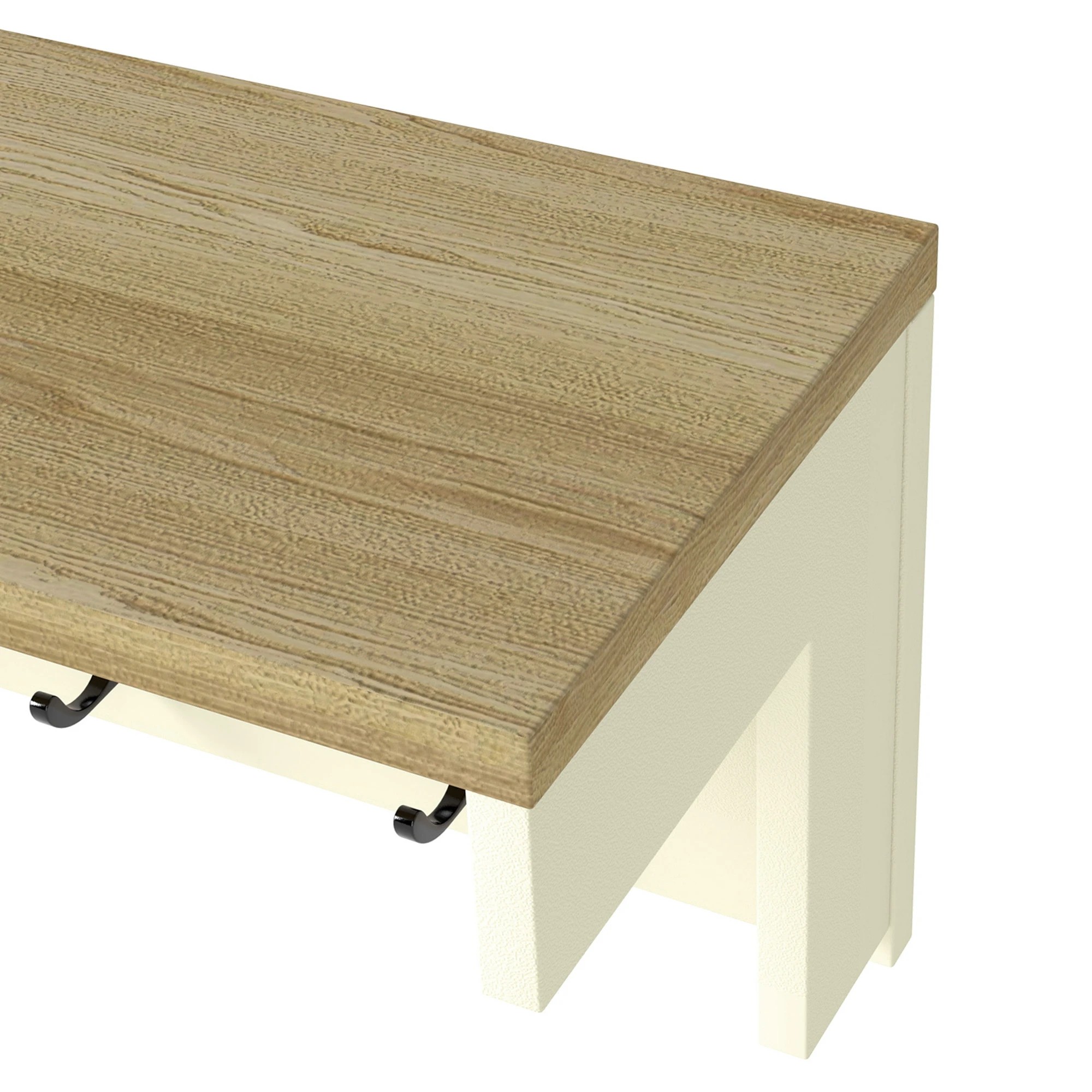 6 Levede Coat Rack Wall Mounted Shelf 7 Double Hooks Cream, 6 of 9