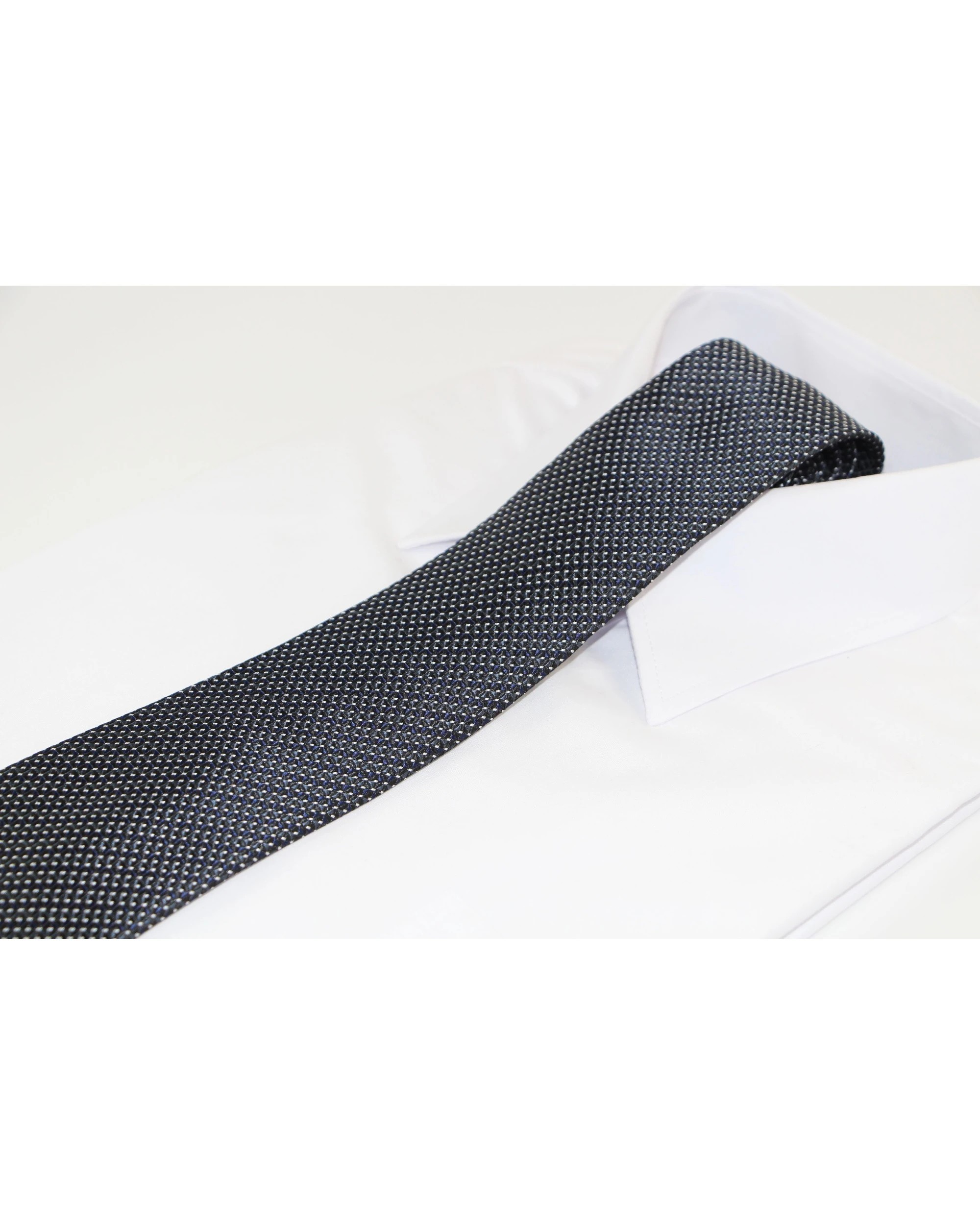 1 Zasel Mens Black, Navy & White Elegant Patterned 8cm Neck Tie, 1 of 2