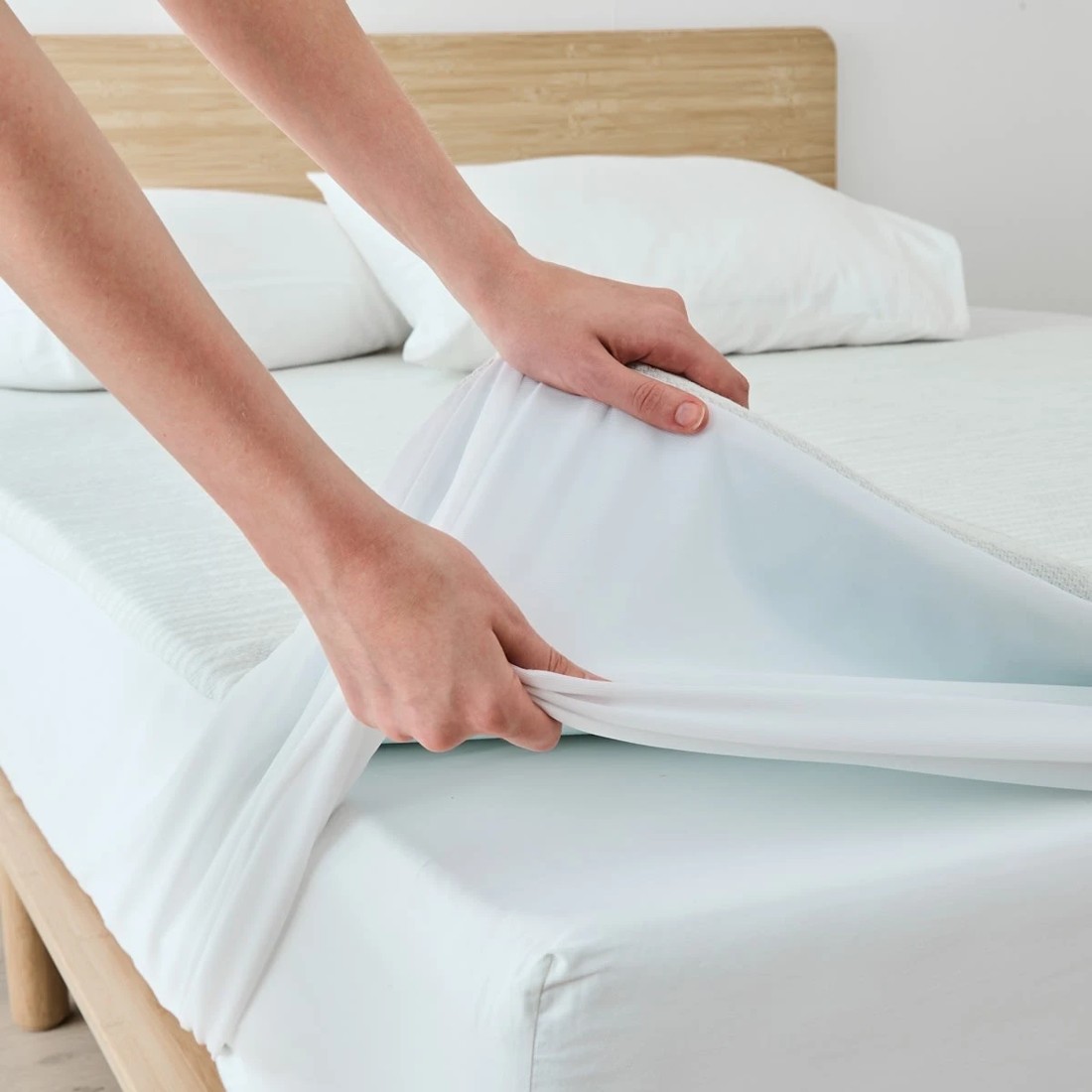 3 Memory Foam Mattress Topper with Skirt - King Bed, White and Grey, 3 of 10