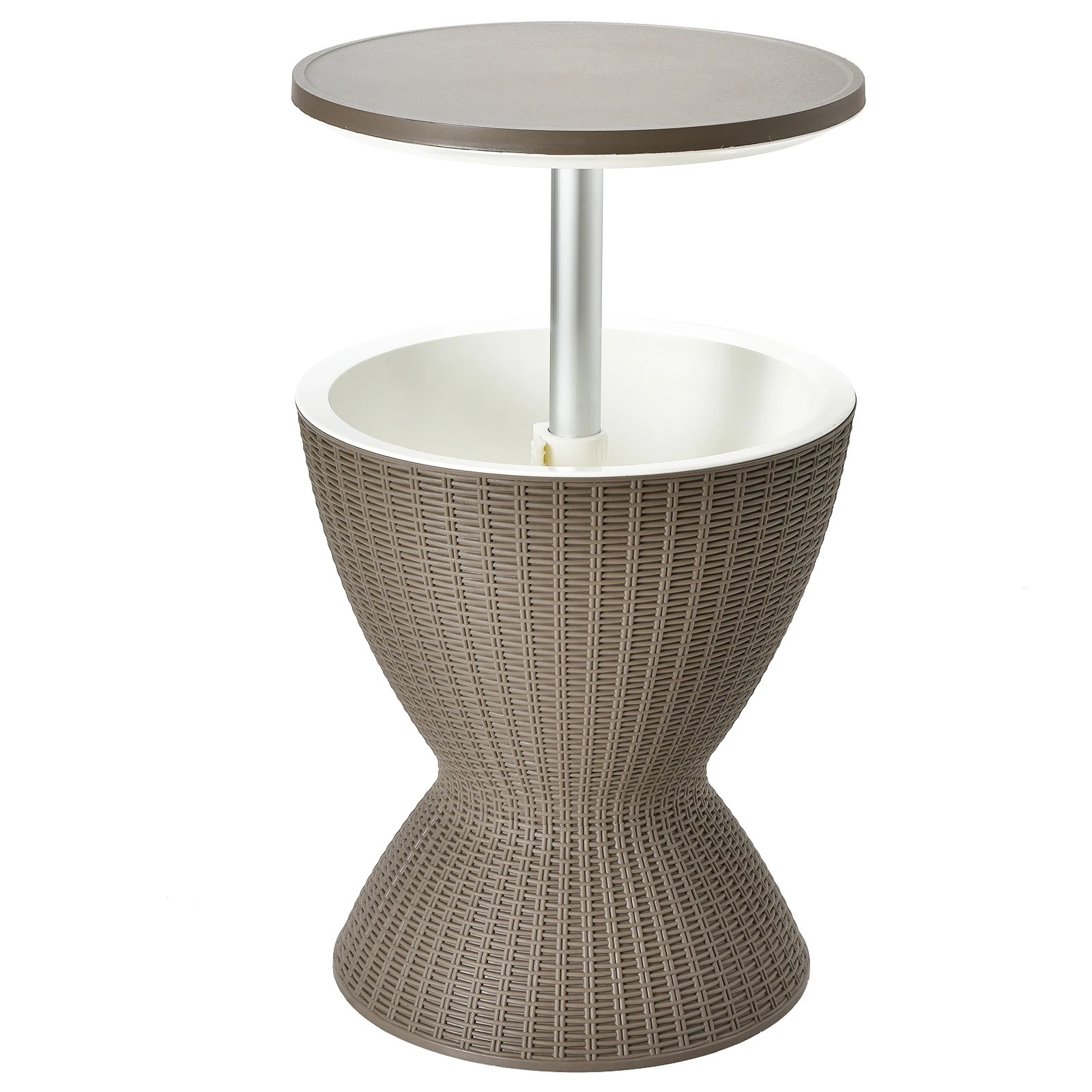 1 Costway 30L Cooler Ice Bucket Bar Table Coffee Table Rattan Outdoor Furniture - Brown, 1 of 1