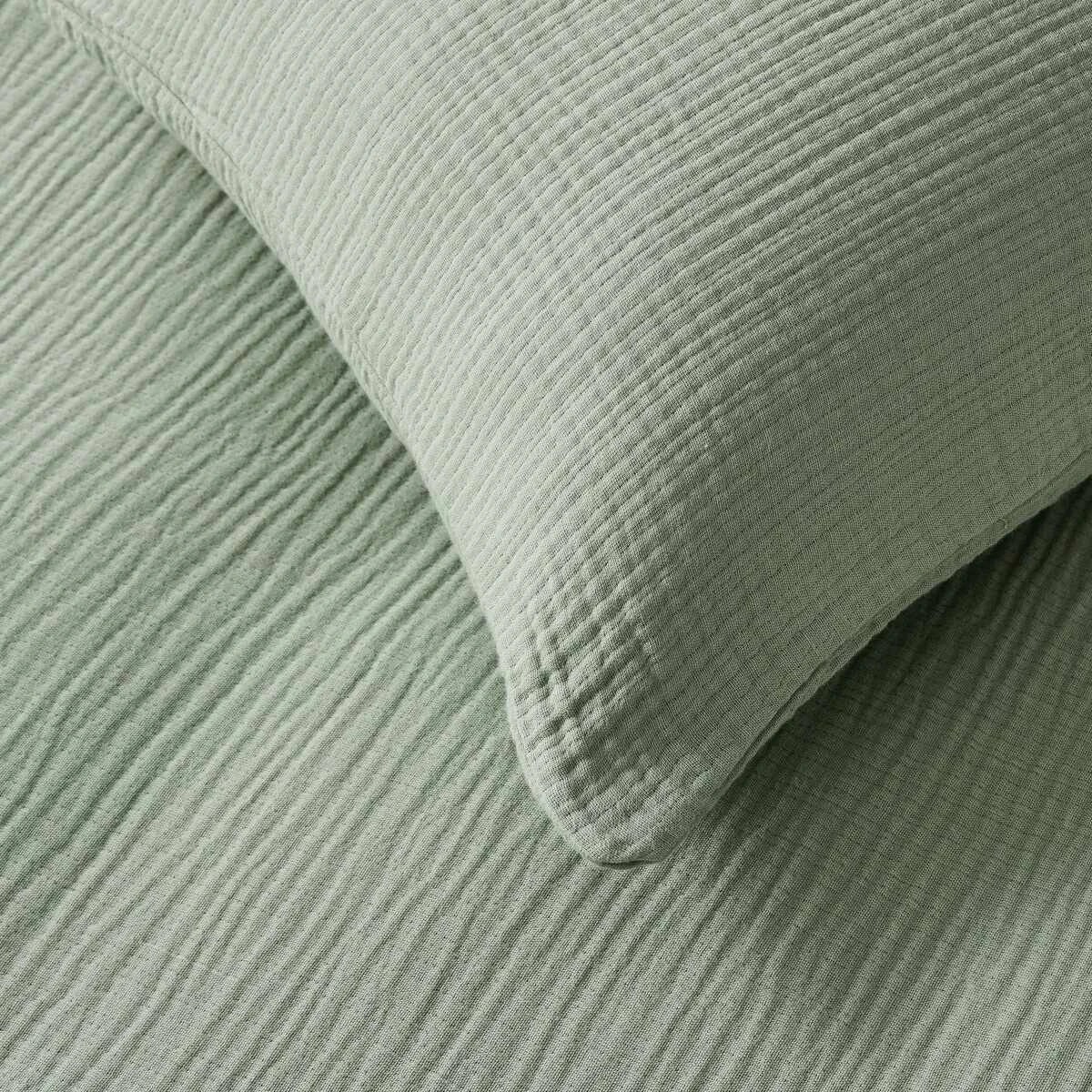3 Muslin Cotton Quilt Cover Set - Queen Bed, Seagrass, 3 of 6