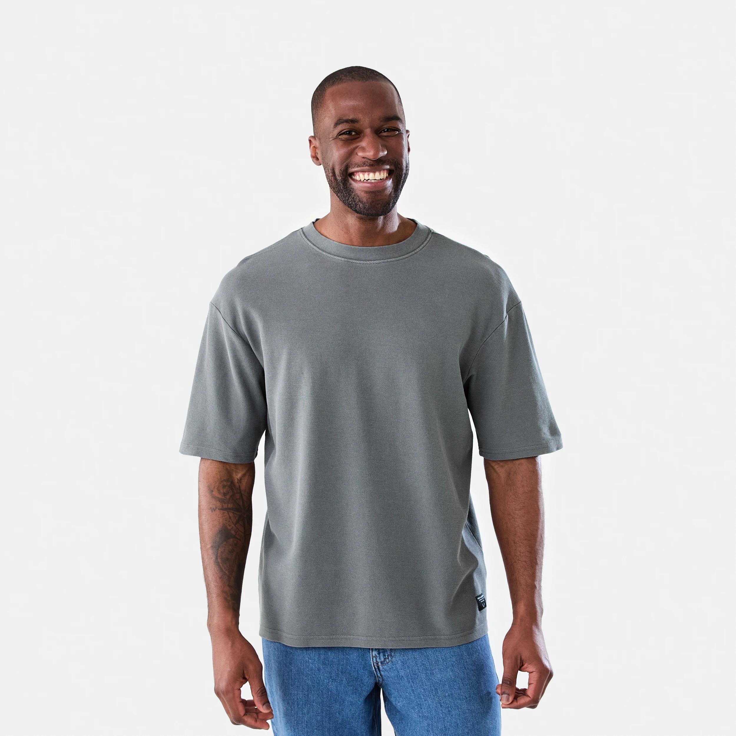 1 Oversized Pique Knit T-shirt Gry Seal, 1 of 6
