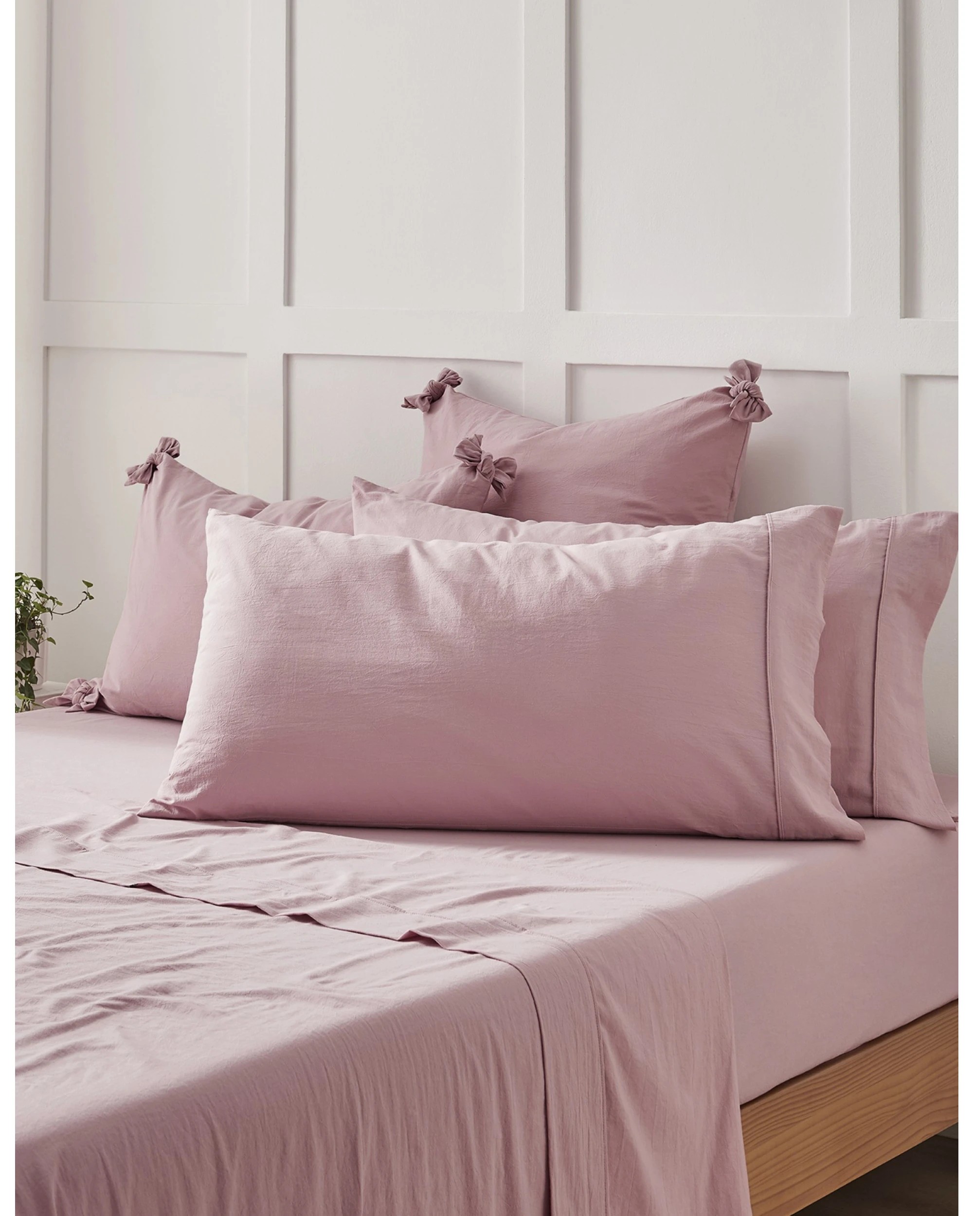 2 Dreamaker Bonnie Washed Cotton King Pillowcase Twin Pack 50x90cm - Pink Pearl, 2 of 6