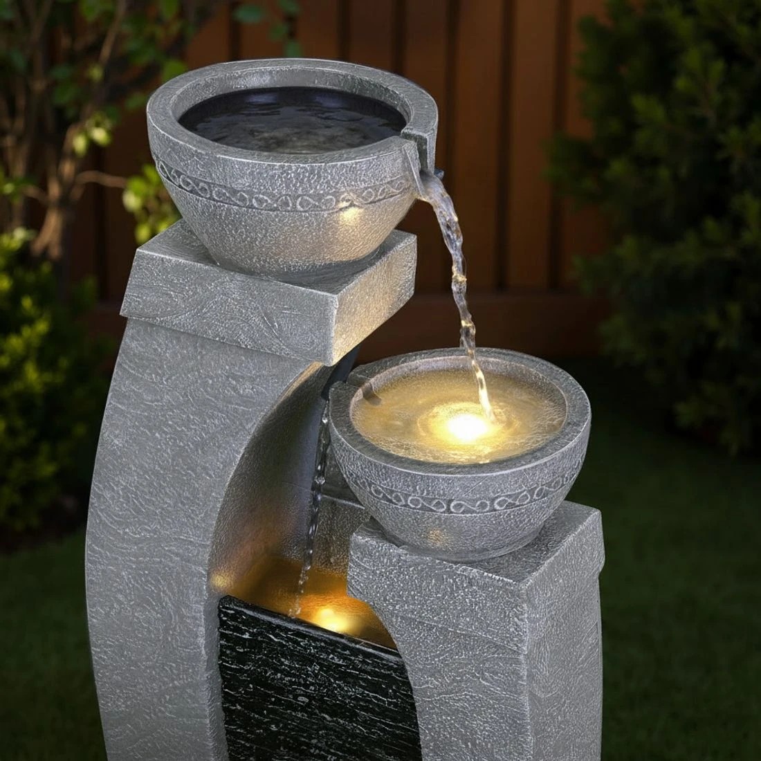 6 Gardeon Solar Fountain Water Feature Outdoor Fountain Indoor 3-Tier Cascading - Grey, 6 of 8