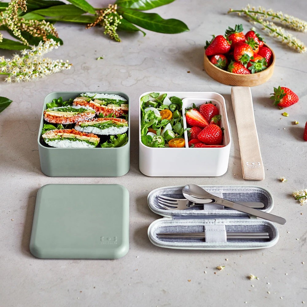 2 Monbento Mb Square Bento Box Bi-Colour - Green - Green, 2 of 5