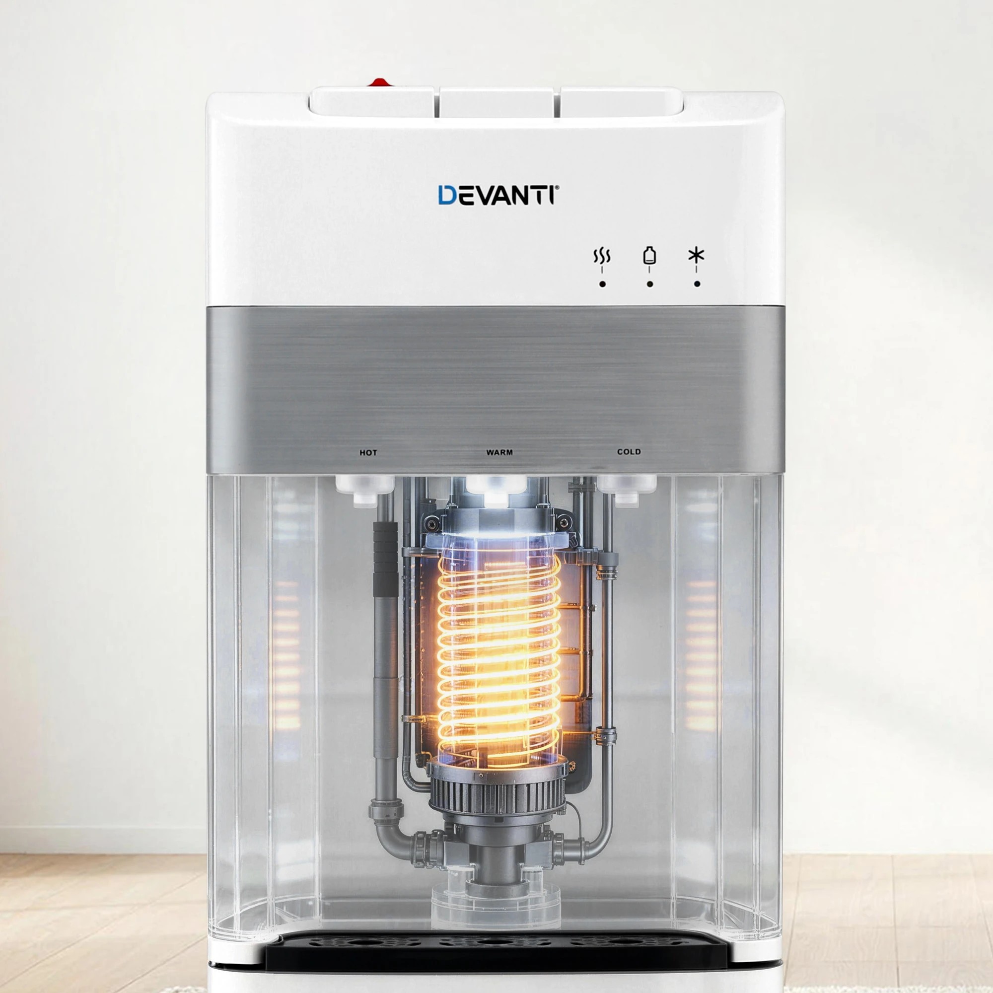 5 Devanti 3 Taps Water Cooler Dispenser Bottom Loading Dispenser Chiller Filter - White, 5 of 9