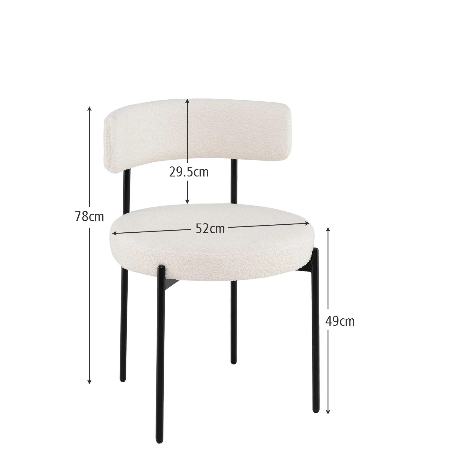 4 Costway 2PCS Boucle Dining Chairs Round Sherpa Upholstered Kitchen Armless Chair Set - Beige, 4 of 4