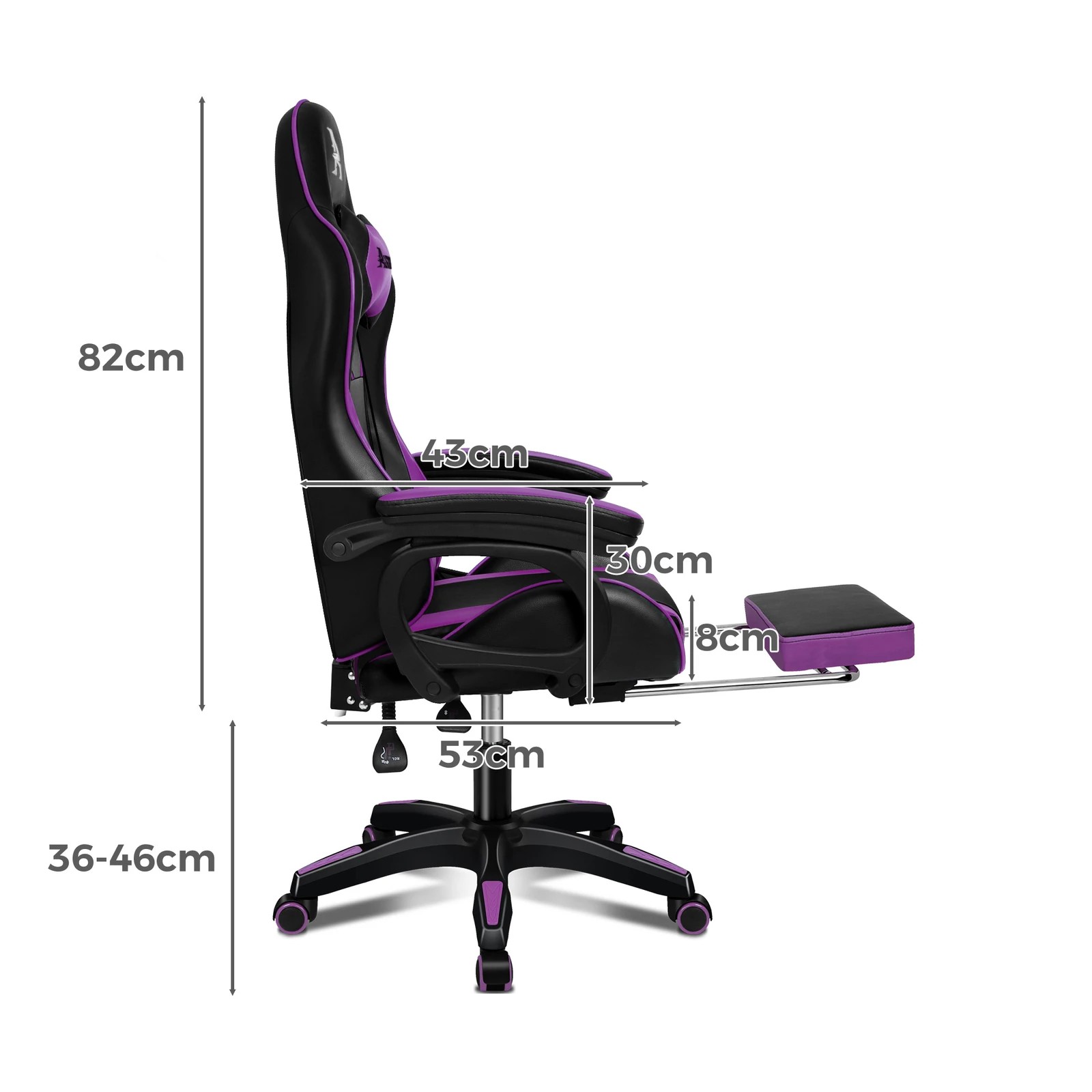3 Alfordson Gaming Office Chair Racing Massage Computer Seat Footrest Leather - Purple, 3 of 9
