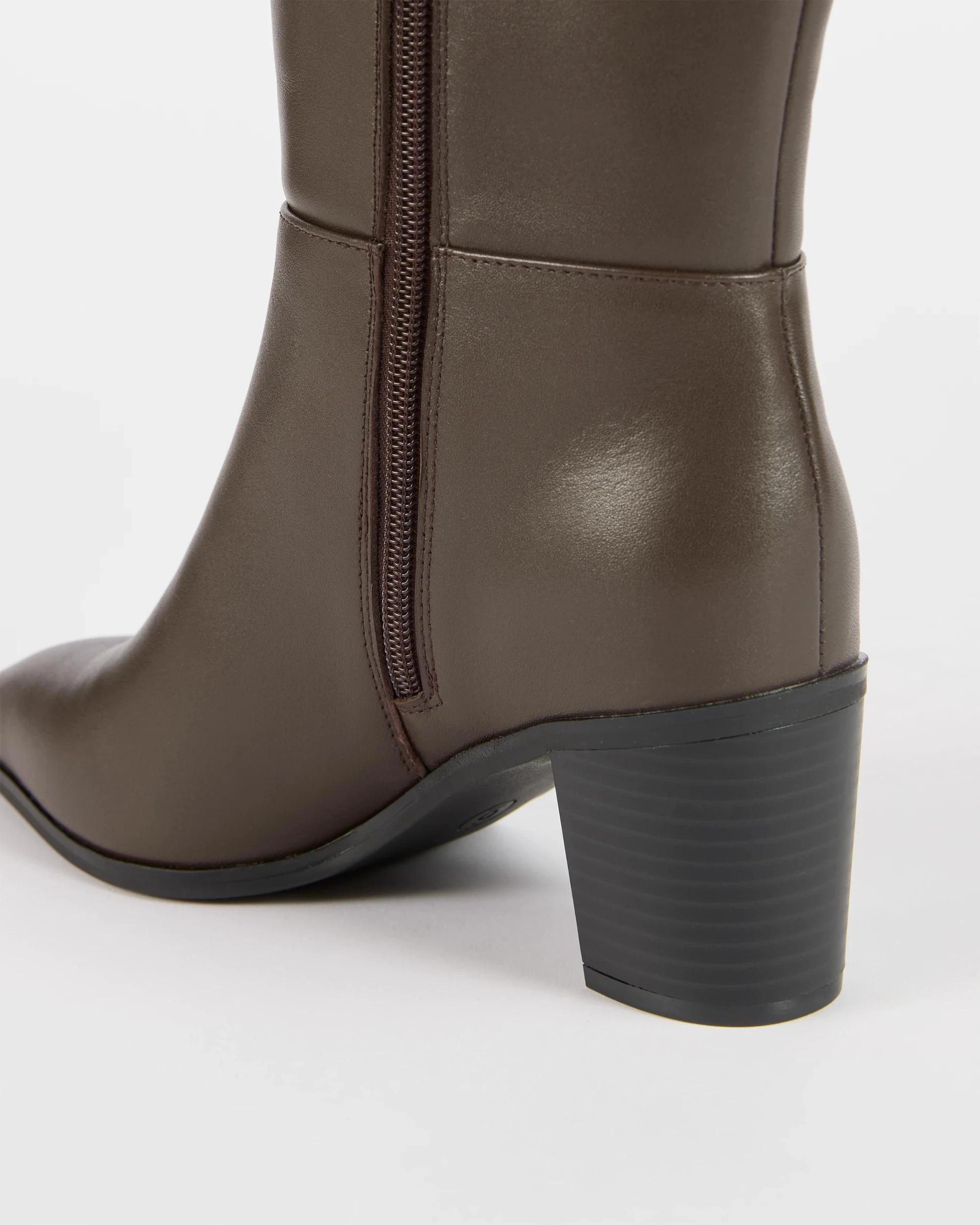 3 Target Woman Genuine Leather Block Heel Long Boot - Rose CHOCOLATE, 3 of 3