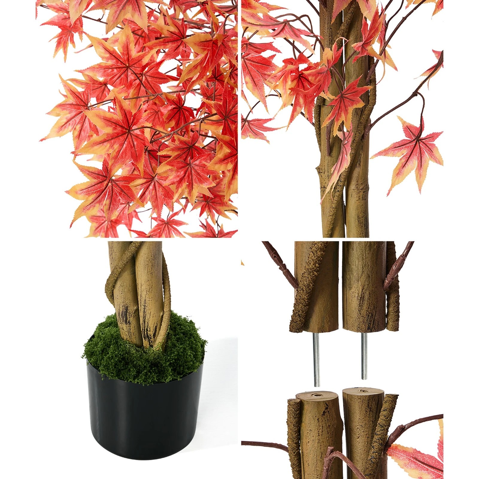 5 Livsip 2 Pack Artificial Red Maple Tree 180cm Potted Faux Plant Home Decor, 5 of 9