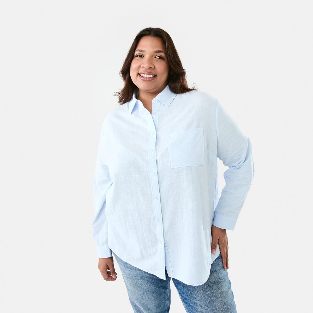 1 Curve Long Sleeve Cotton Shirt Blu Bysde, 1 of 8
