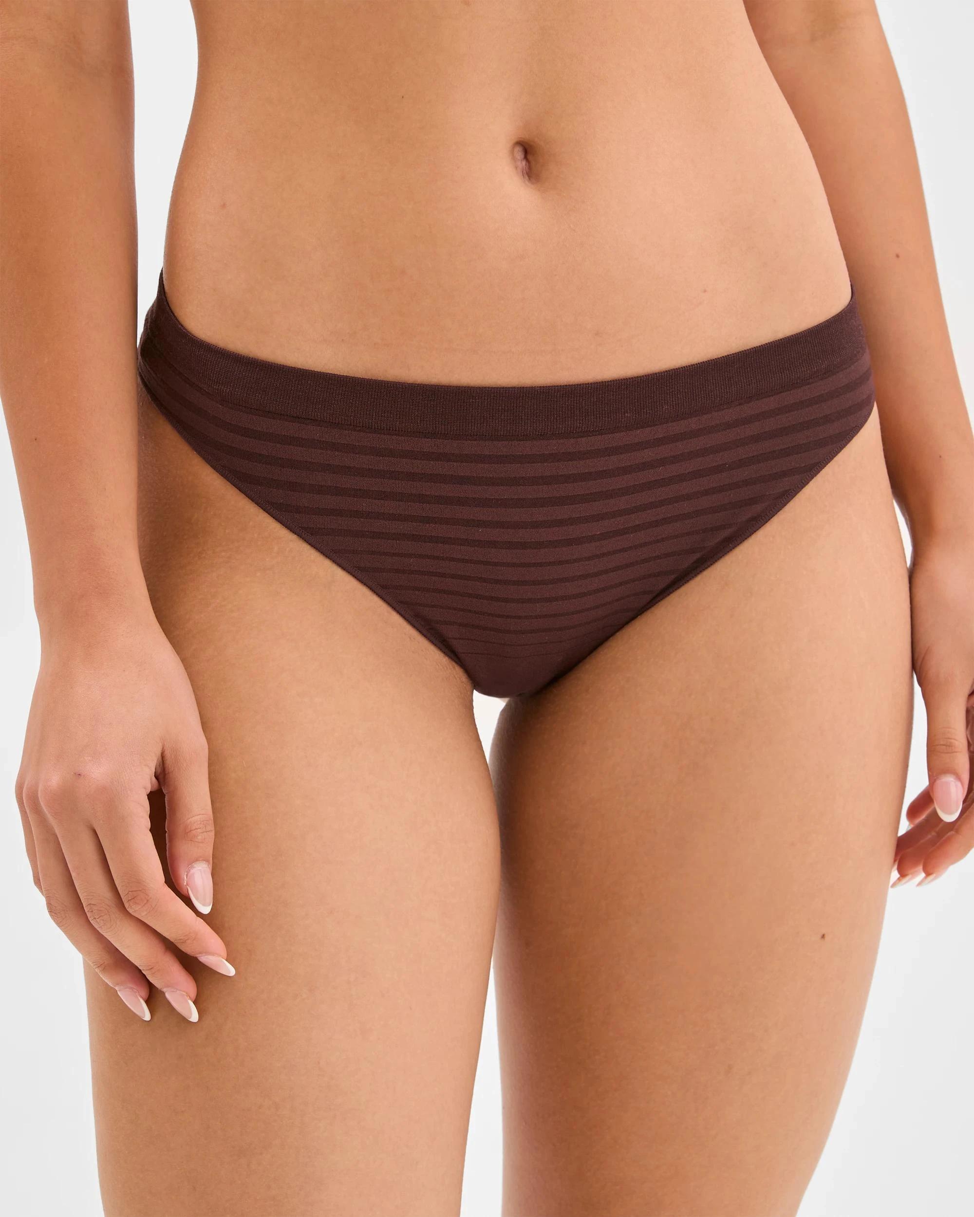 2 Target 2 Pack Seamfree Matte and Shine G-String Briefs WINE TRUFFLE, 2 of 3