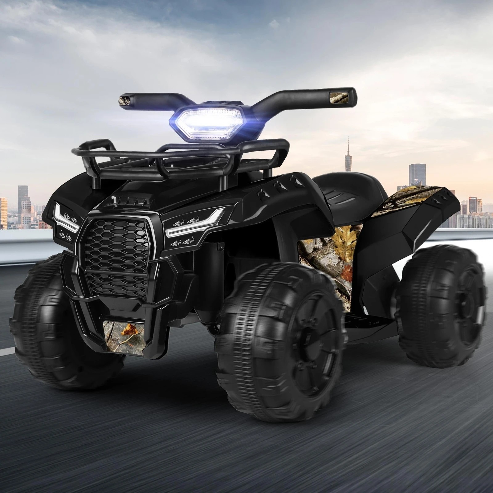 3 Alfordson Kids Ride On Car Electric ATV Toy 25W Motor W/ USB MP3 LED Light - Black, 3 of 10