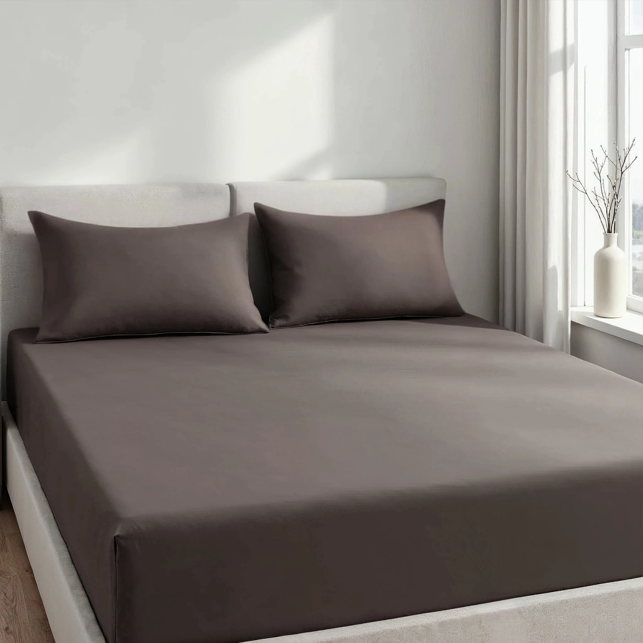 3 Royal Comfort 1500 Thread Count Cotton Rich Sheet Set 3 Piece Ultra Soft Bedding - Double Bed - Grey, 3 of 4