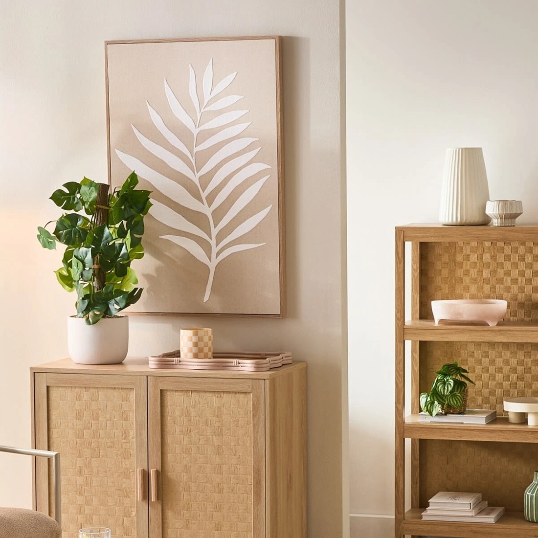 5 Texture Palm Linen Framed Canvas - 90cm x 60cm, 5 of 5