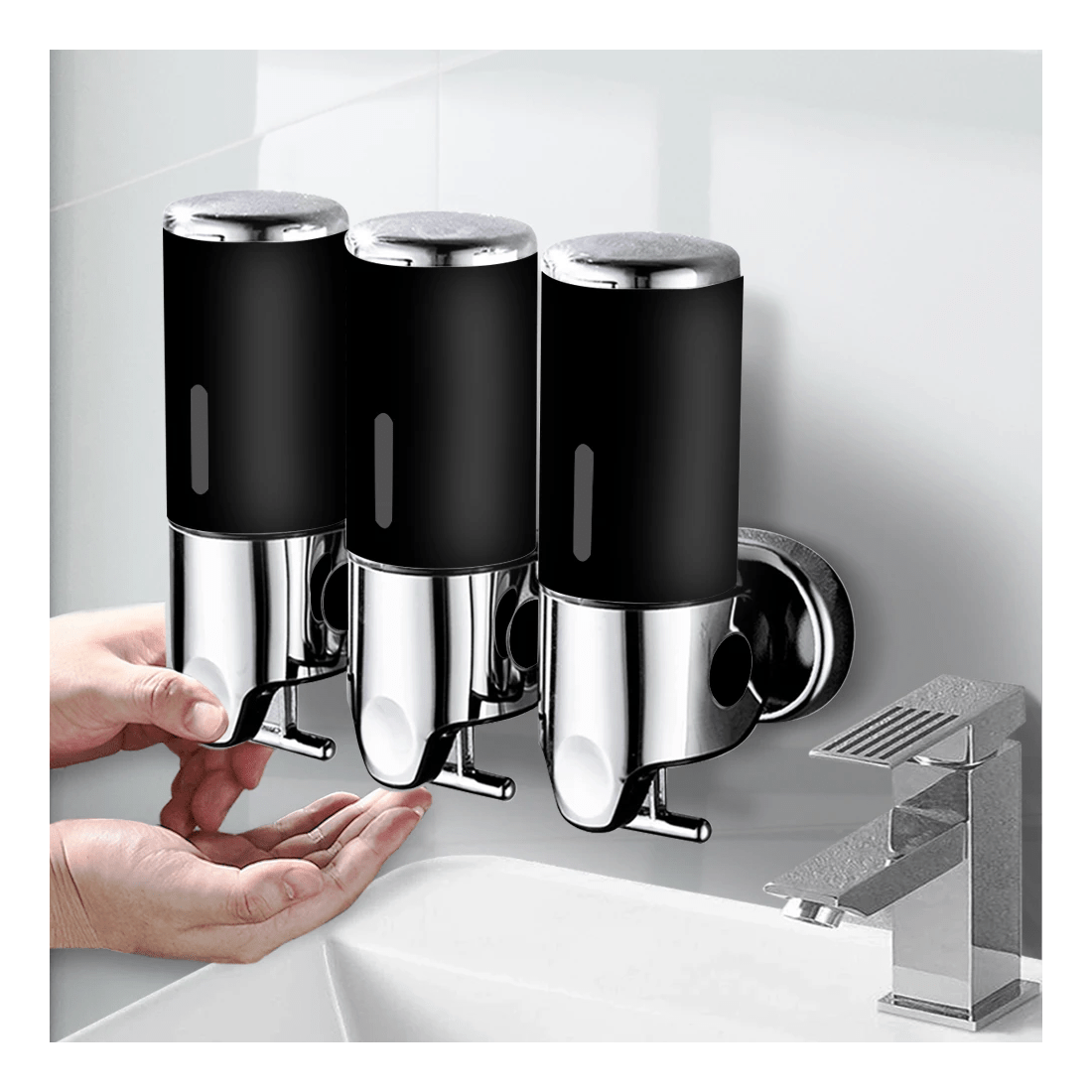 7 Traderight 3 Bottles Bathroom Soap Dispenser - Black, 7 of 7