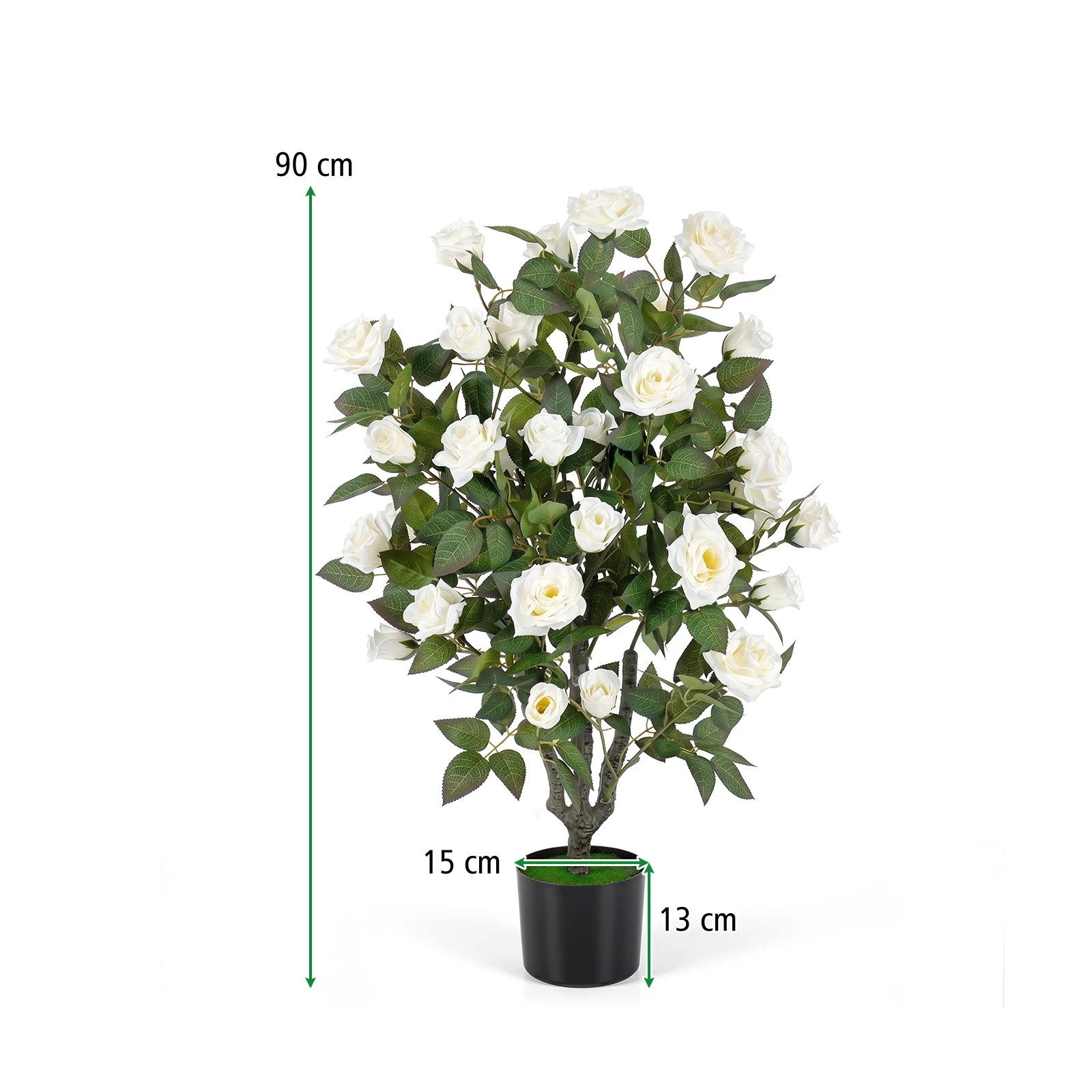 2 Costway 90cm Artificial Rose Tree Faux Greenery Potted Plant 2 Pack - White, 2 of 4