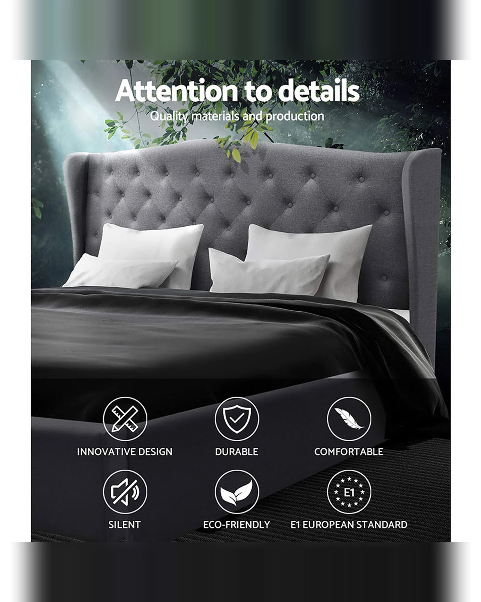 3 Artiss Bed Frame King Size
 - Grey, 3 of 4