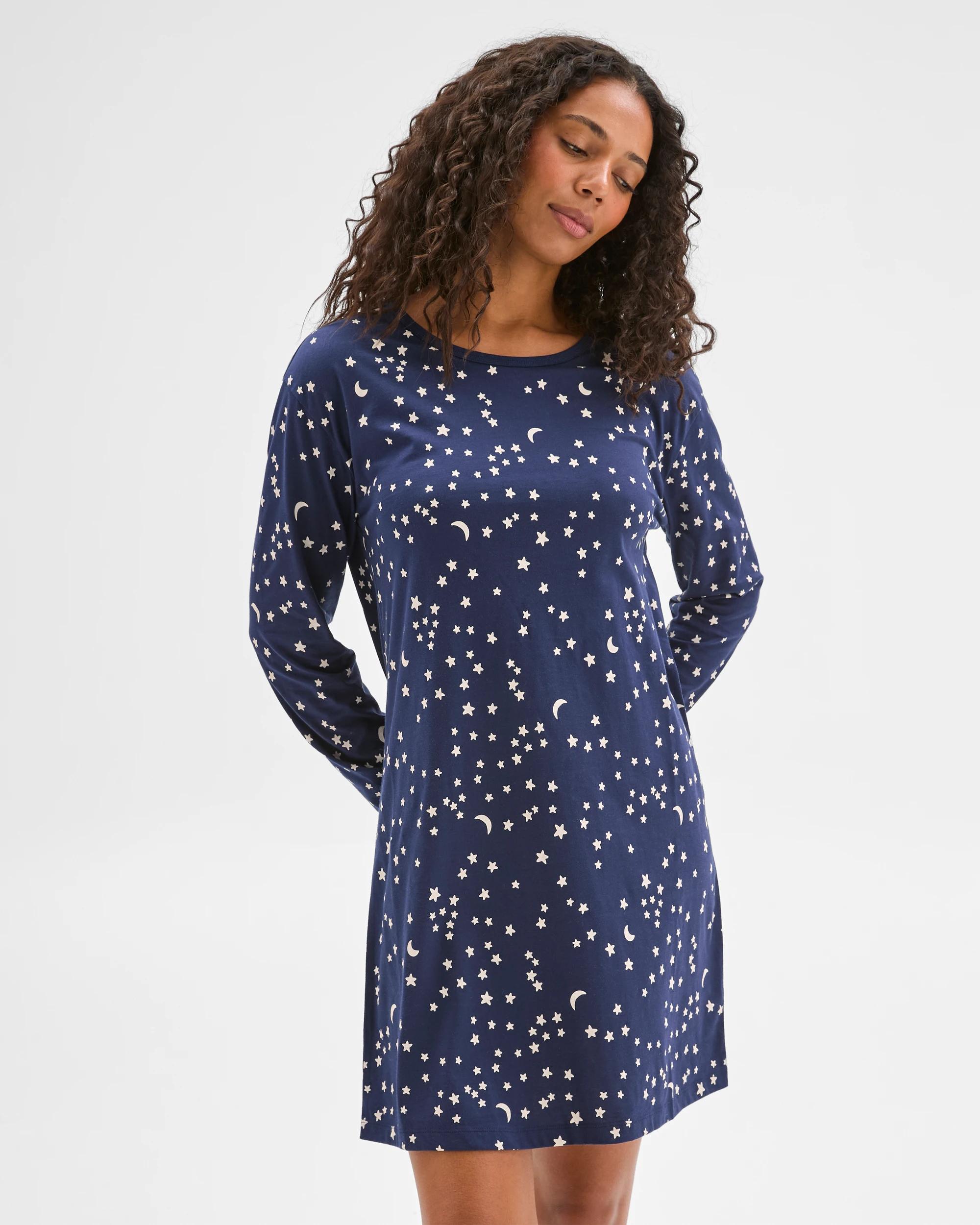 1 Target Woman Australian Cotton Long Sleeve T-Shirt Nightie MOON & STARS, 1 of 6