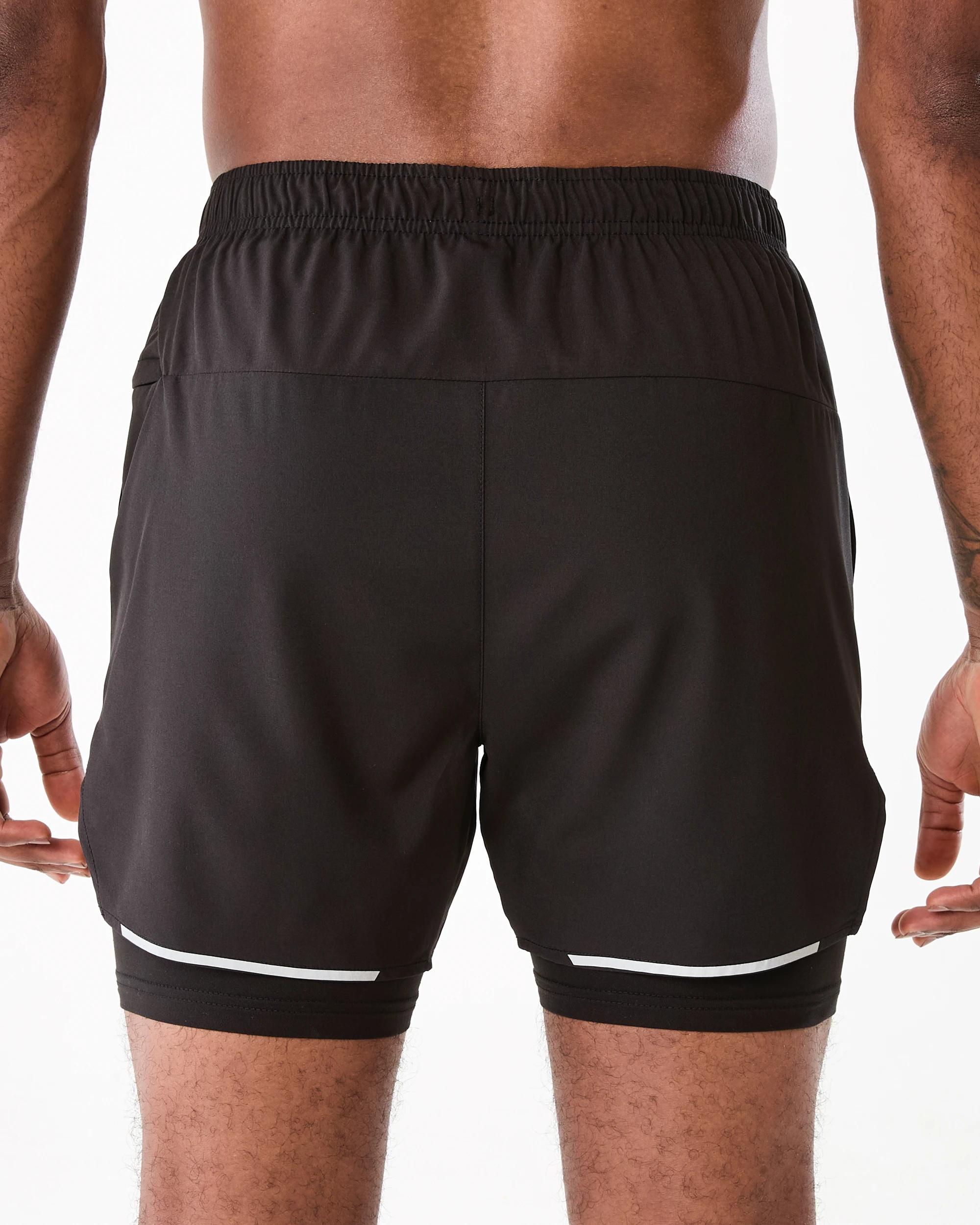 3 Active Mens Dual Layer Shorts BLACK, 3 of 7