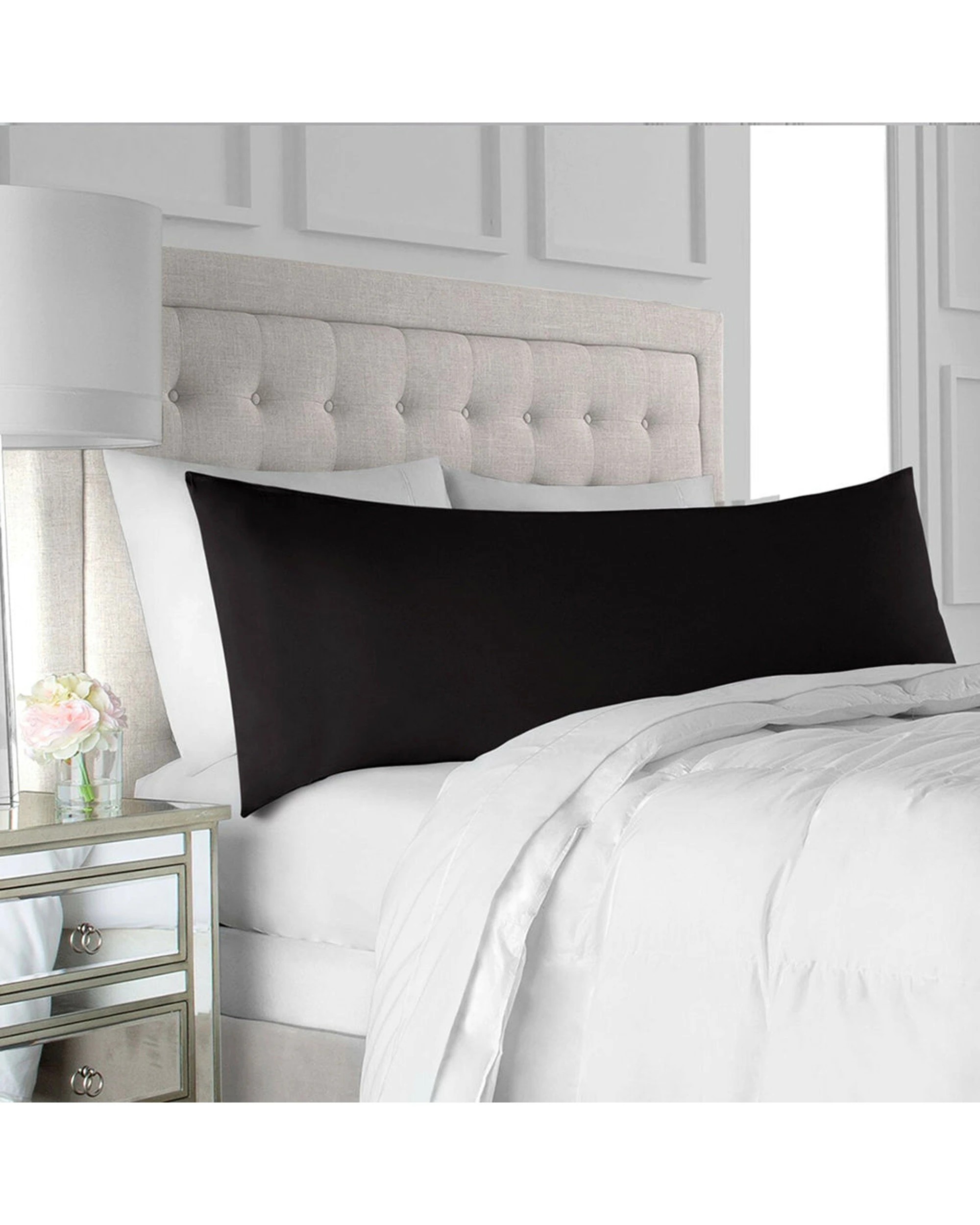 2 Cotton More 350TC Body Pillow Slip Cover 100% Cotton 48x150cm - Black, 2 of 2