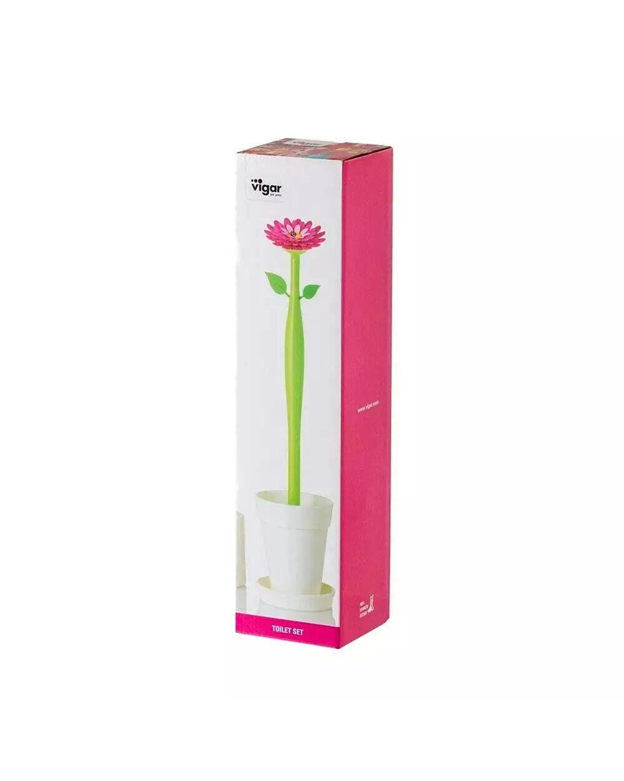 3 Vigar Flex Flower Power White Toilet Brush Set - White, 3 of 4