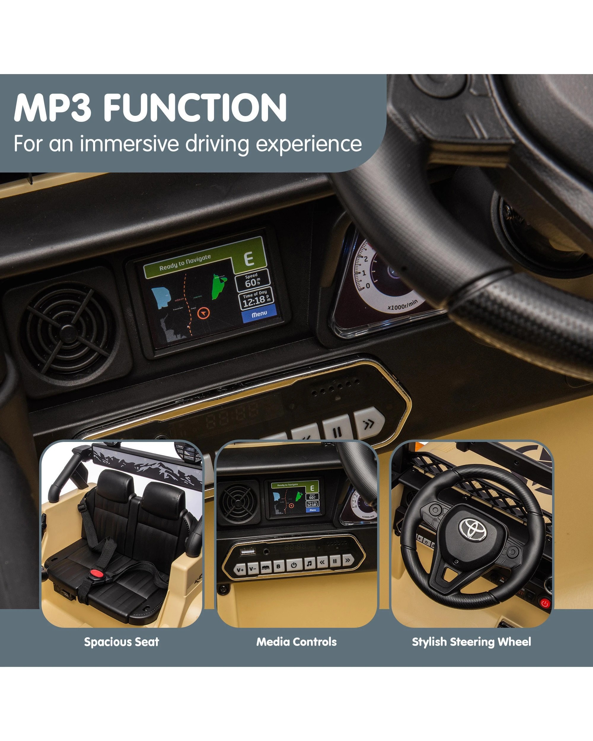 8 Kahuna Authorised Toyota FJ Cruiser Kids Electric Ride On Car - Khaki, 8 of 9