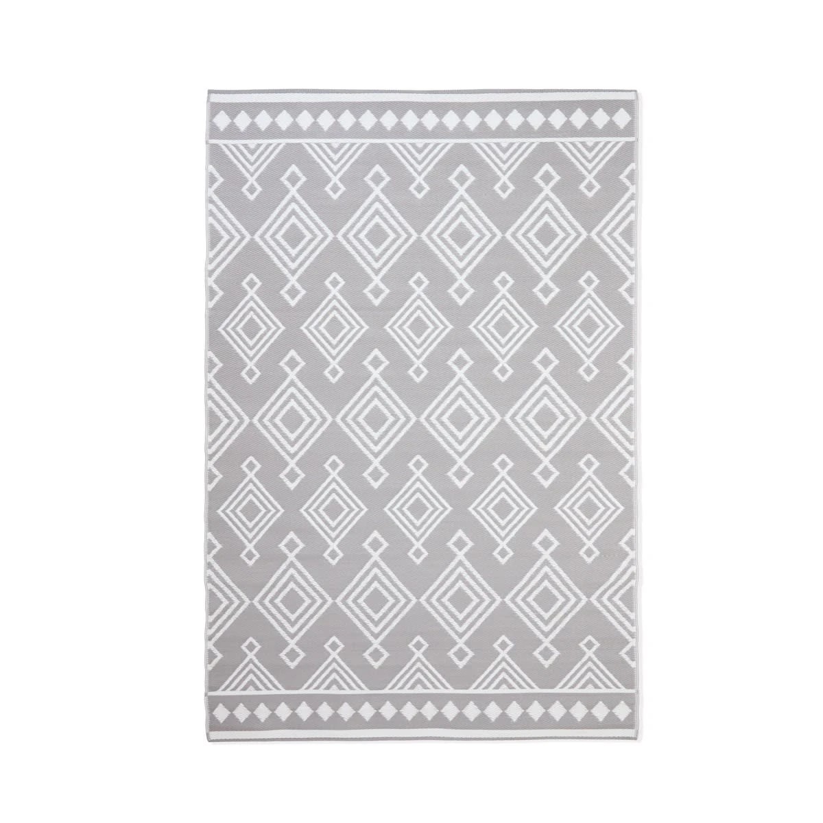 1 Geometric Outdoor Rug - Grey - 270cm x 180cm, 1 of 4
