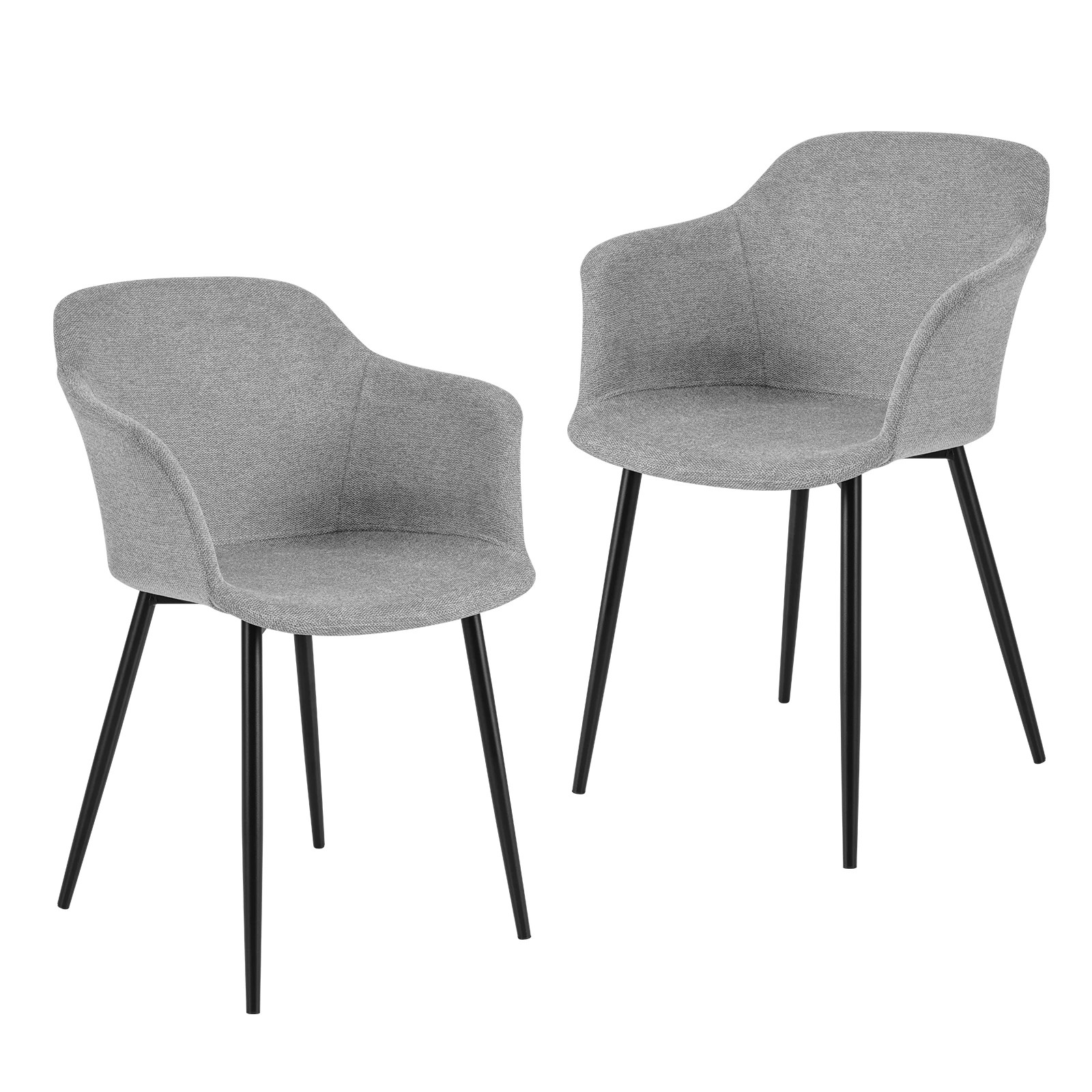 1 Costway 2PCS Dining Chairs Upholstered Armchair Ergonomic Lounge Chair w/ Metal Legs - White, 1 of 1