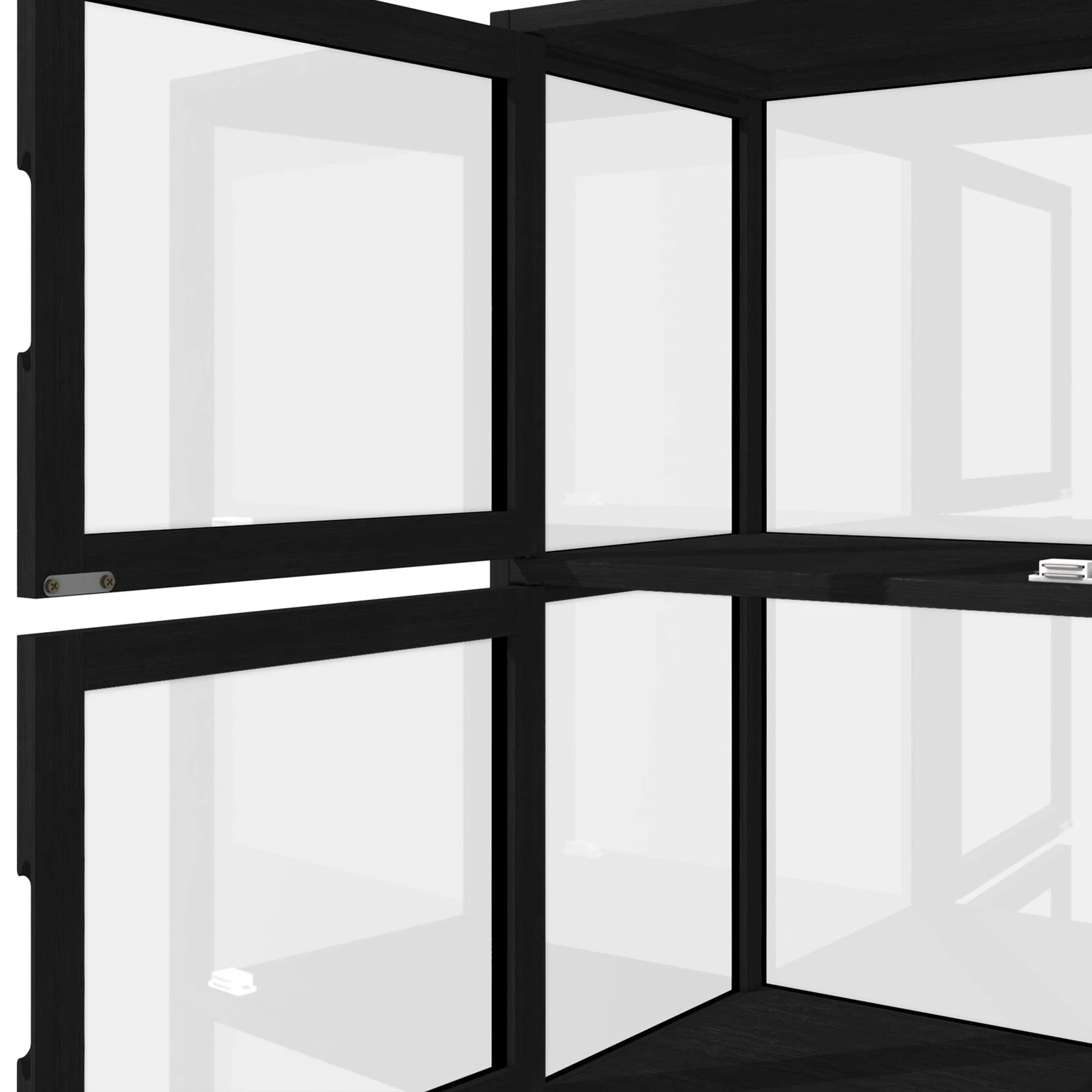 7 Oikiture Display Cabinet 5-tier Slim Storage Shelves Clear Bookcase Rack
 - Black, 7 of 9