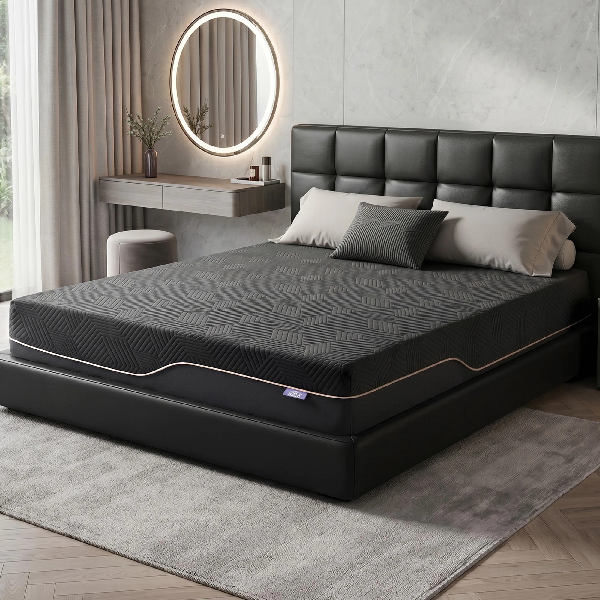 2 Giselle Bedding 30cm Cooling Memory Foam Mattress Medium Firm Pressure Relief - Double Bed - Black, 2 of 9
