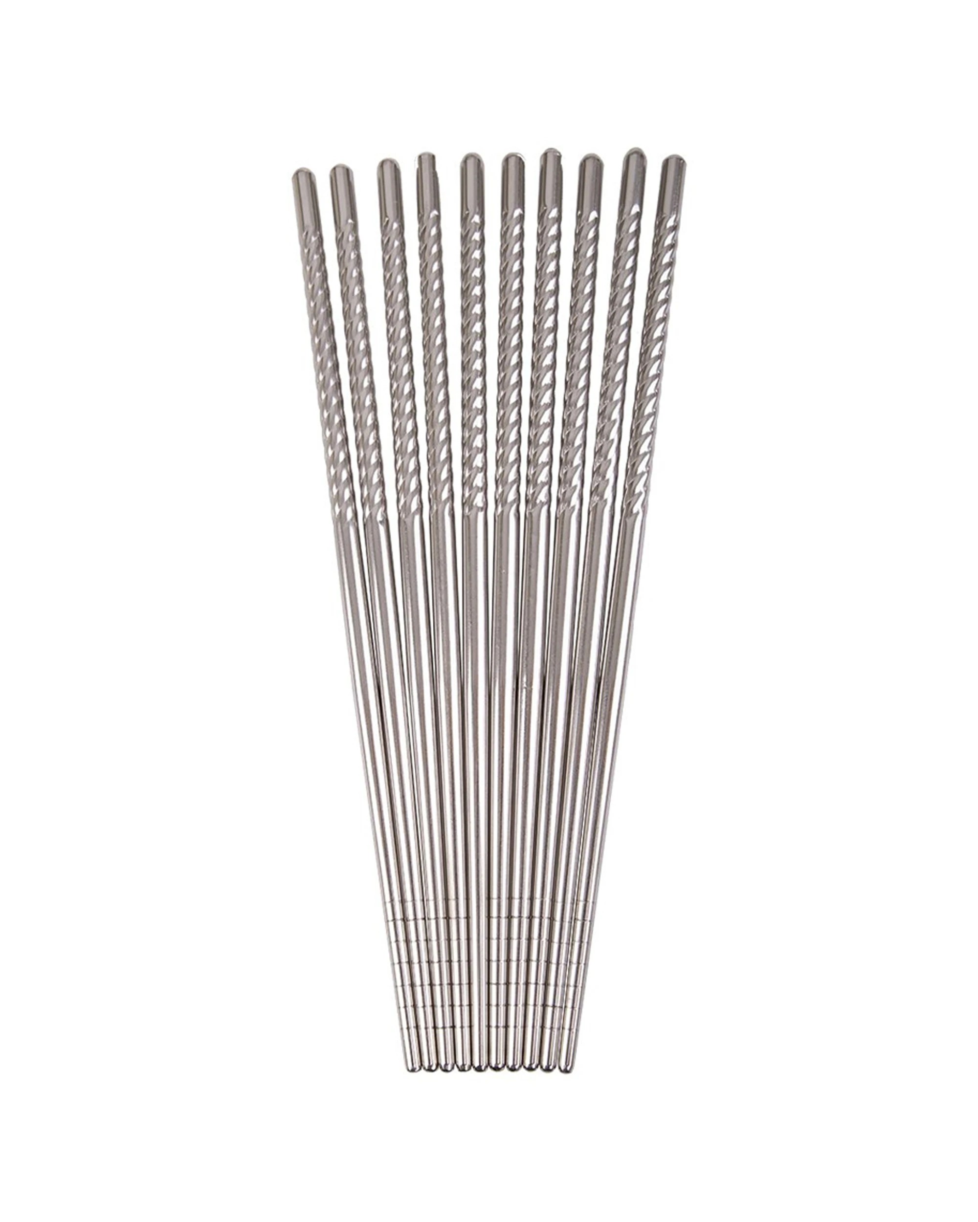 1 D.Line 5pc Stainless Steel Chopsticks Set Reusable Durable Kitchen Utensil - Silver, 1 of 1