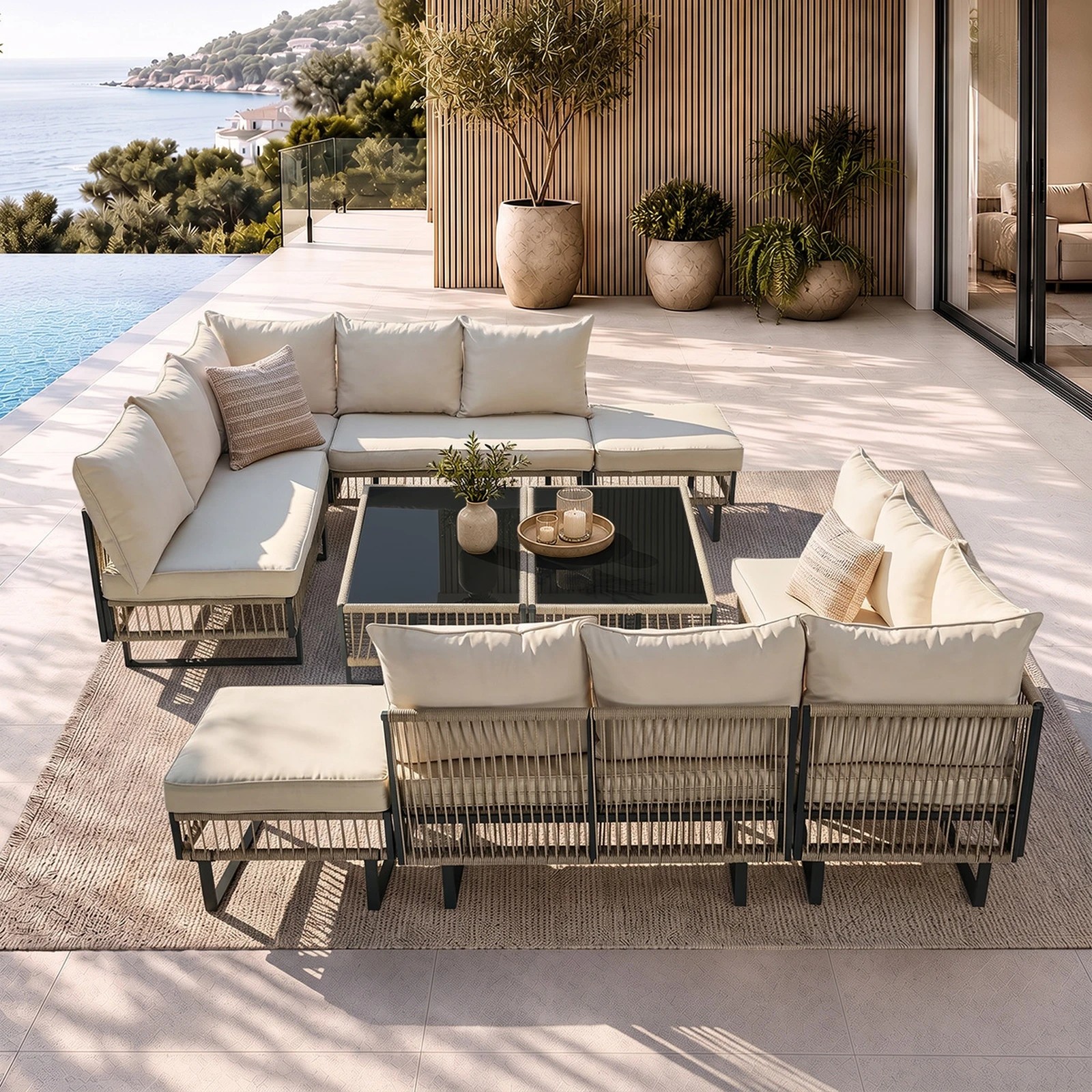 4 Livsip 10 Piece Outdoor Sofa Set Lounge Setting Table Chairs Patio Furniture, 4 of 9