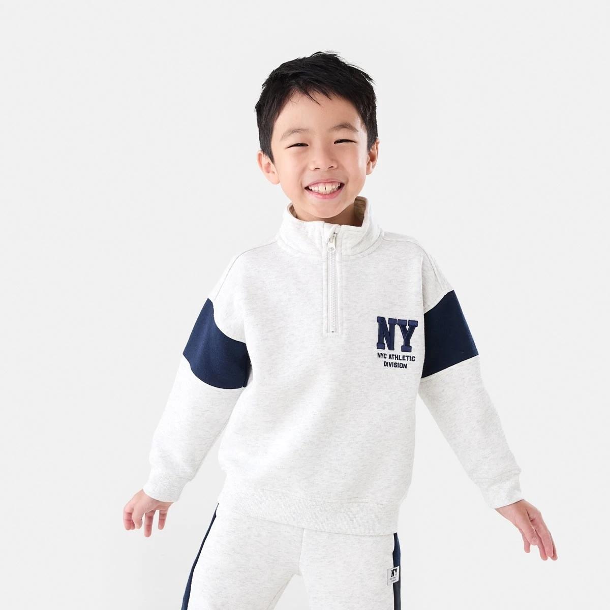 1 Quarter Zip Sweatshirt Wht Marle, 1 of 7