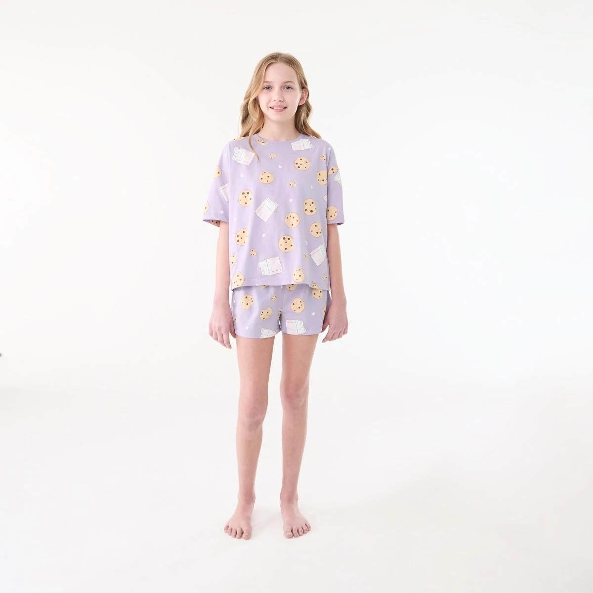 1 Short Sleeve Top Jersey Pyjama Set PURPLE COOKIE, 1 of 6