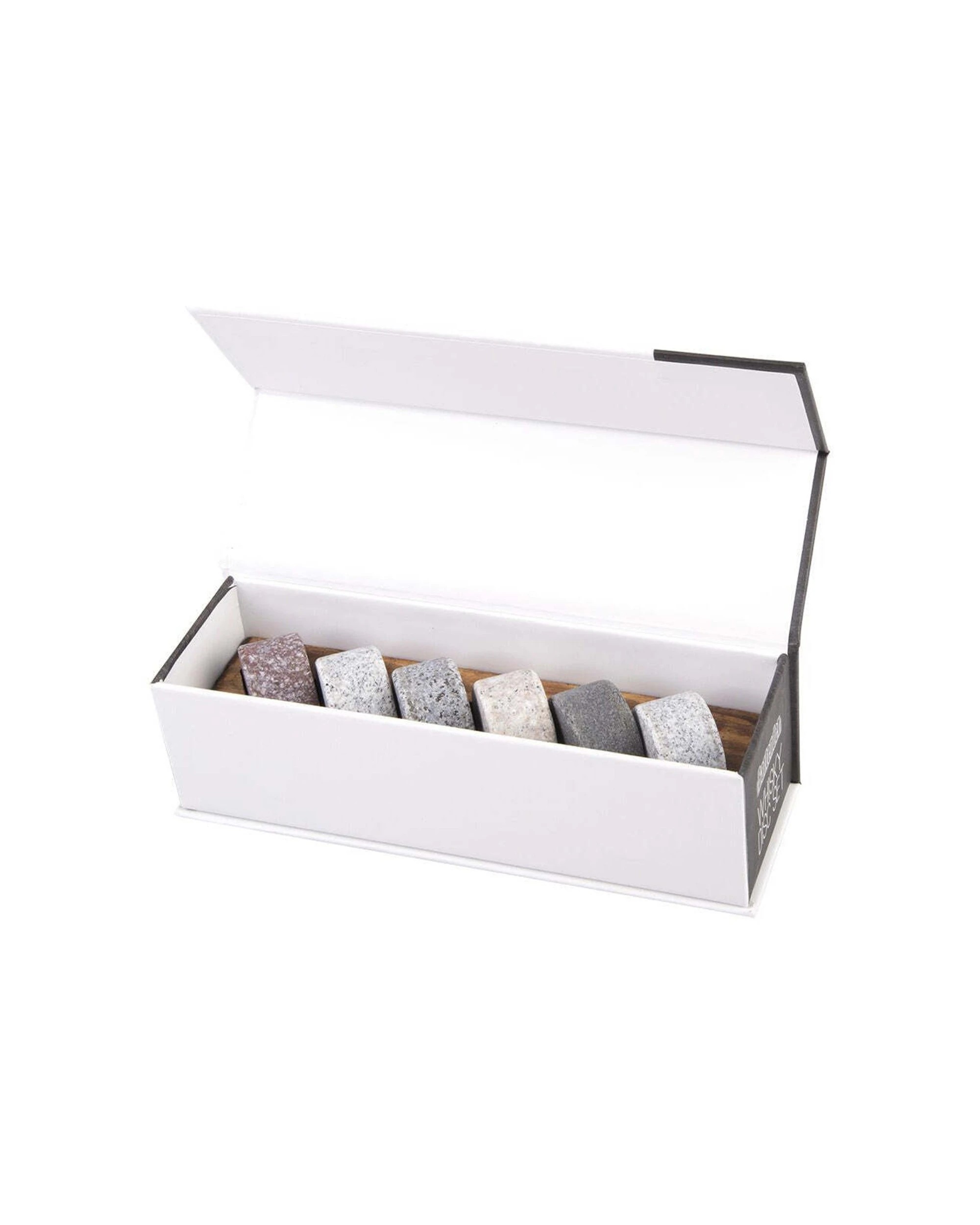 1 Bartender 6pc Reusable Granite Whisky Disc Set With Wooden Display Tray, 1 of 5