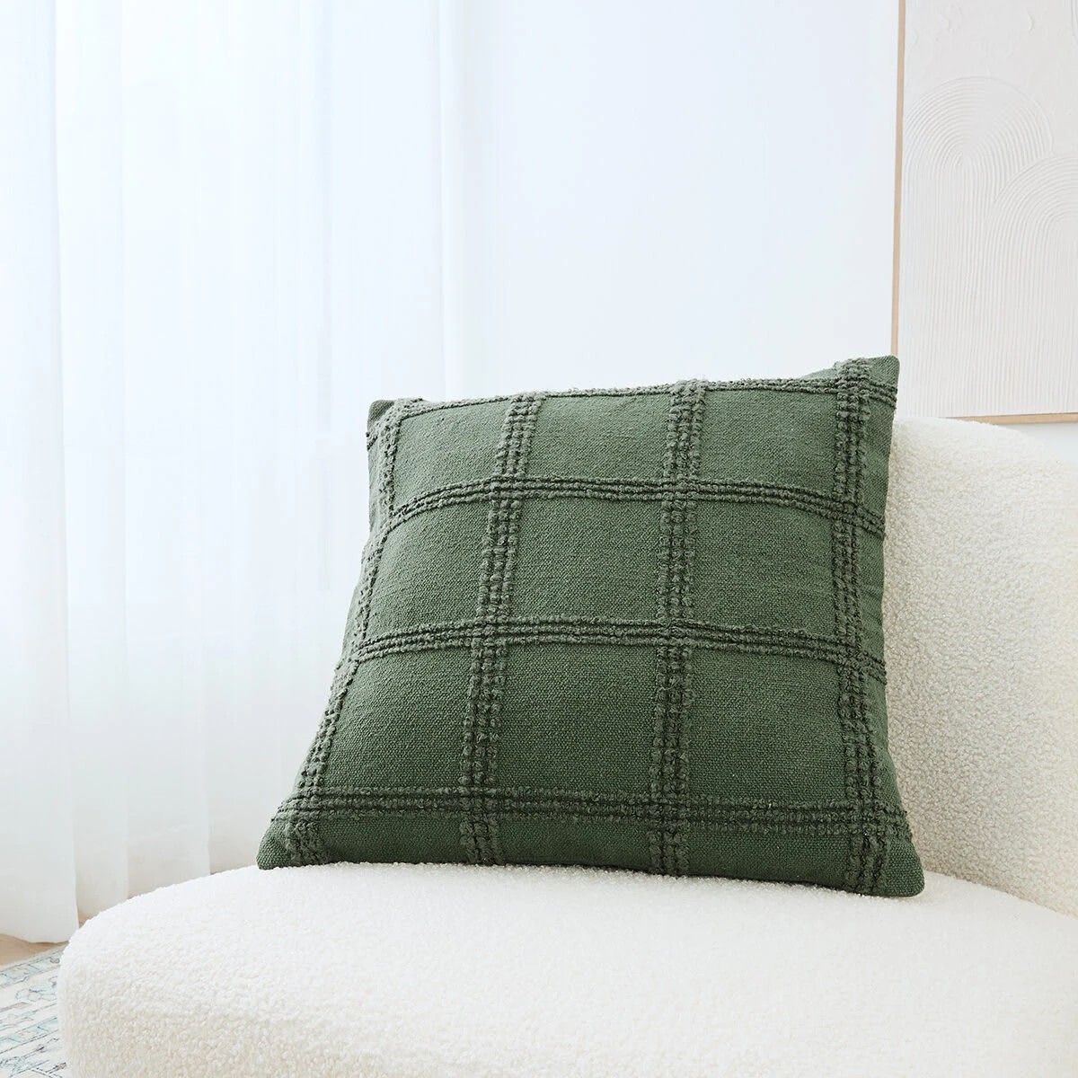 1 50cm Grid Cushion Cover - Forest, 1 of 9