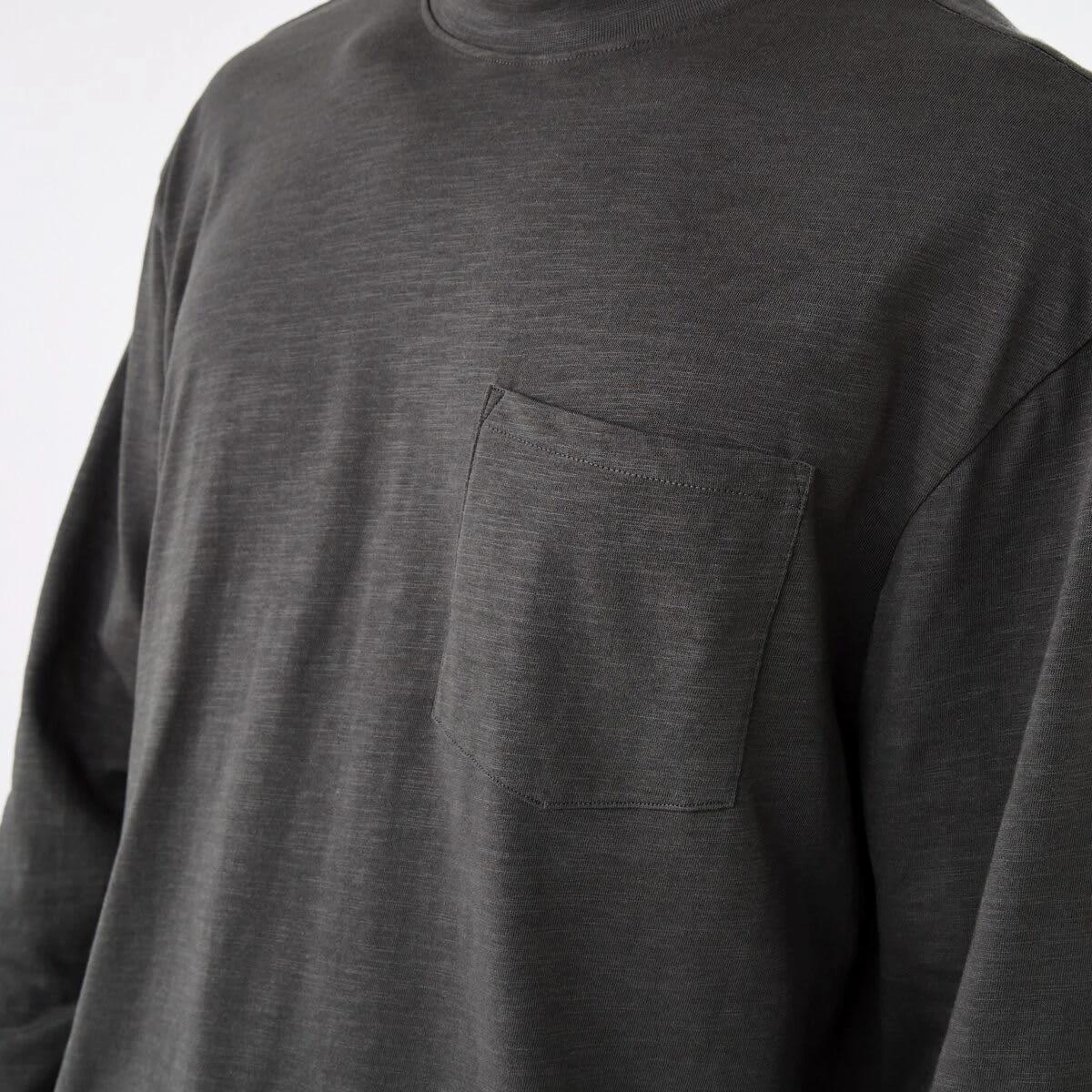 6 Long Sleeve Oversized Slub Pocket T-shirt VOLCANIC ROCK, 6 of 6