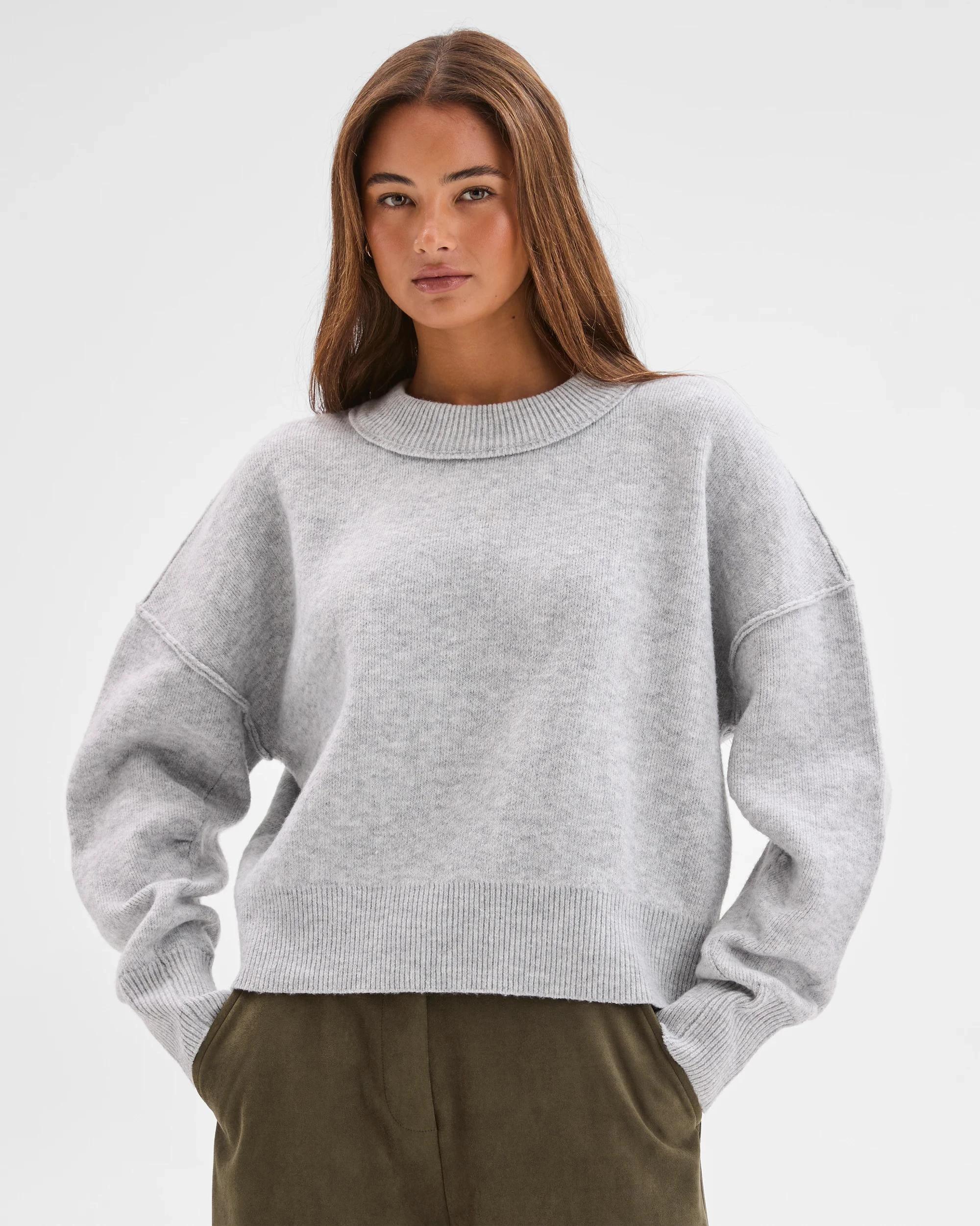 3 Lily Loves Sleeve Detail Knit Jumper GREY MARLE, 3 of 6