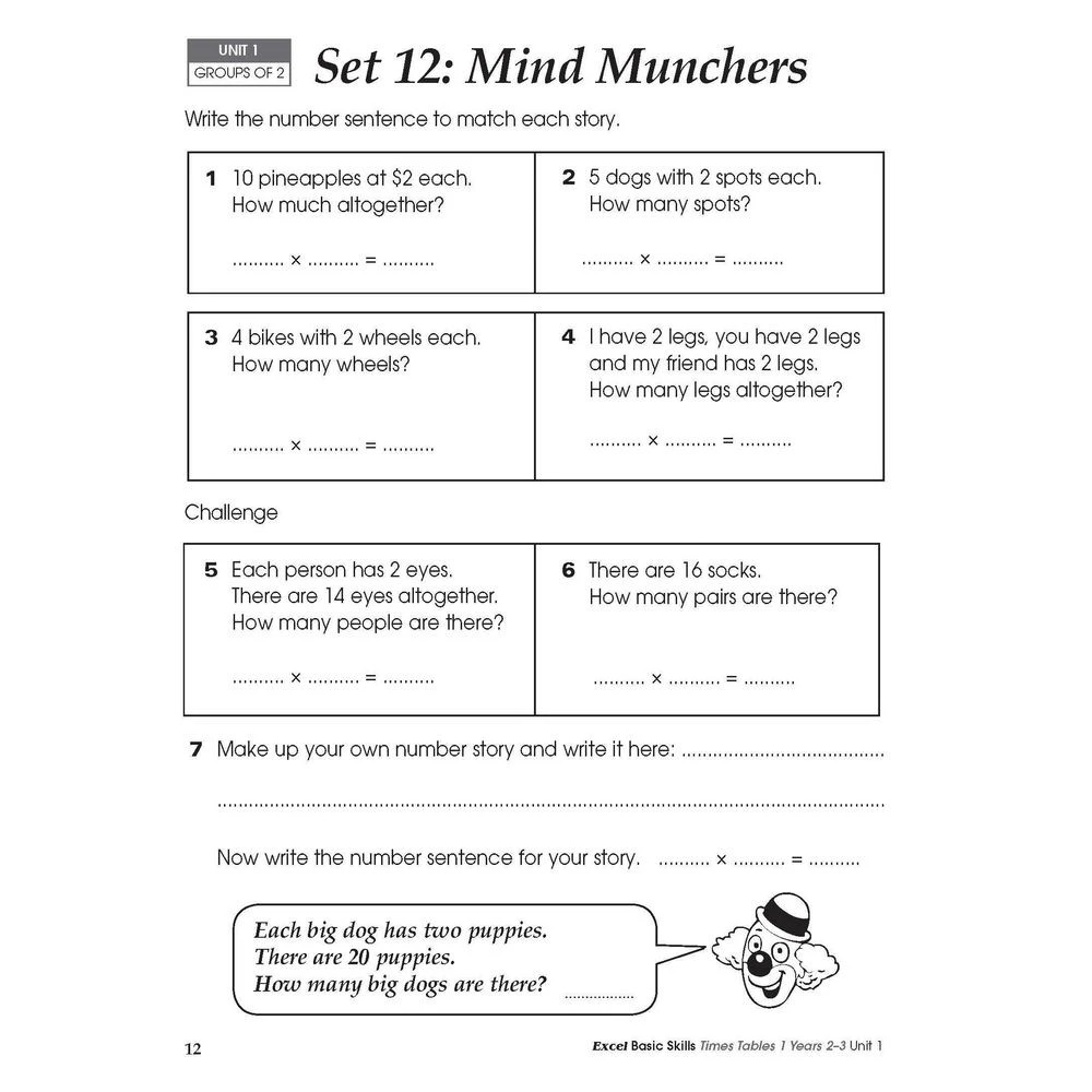 6 Excel Basic Skills Times Tables Book 1 Year 2-3, 6 of 7